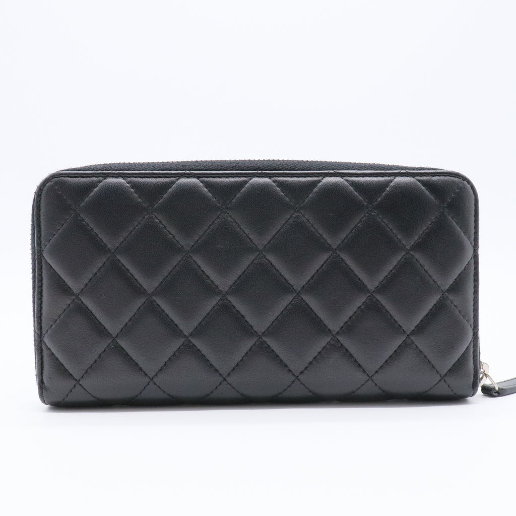Zip Around Wallet Quilted Lambskin Long