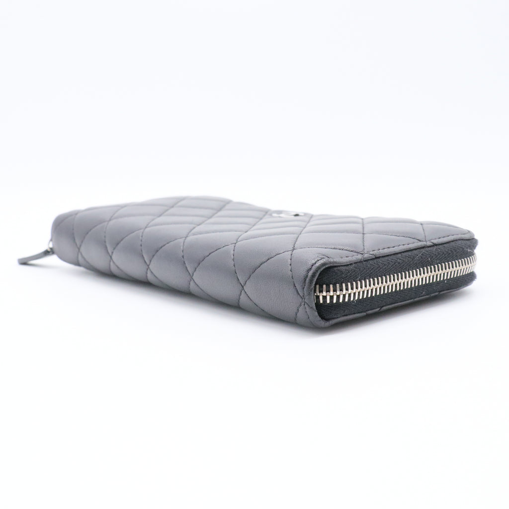 Zip Around Wallet Quilted Lambskin Long
