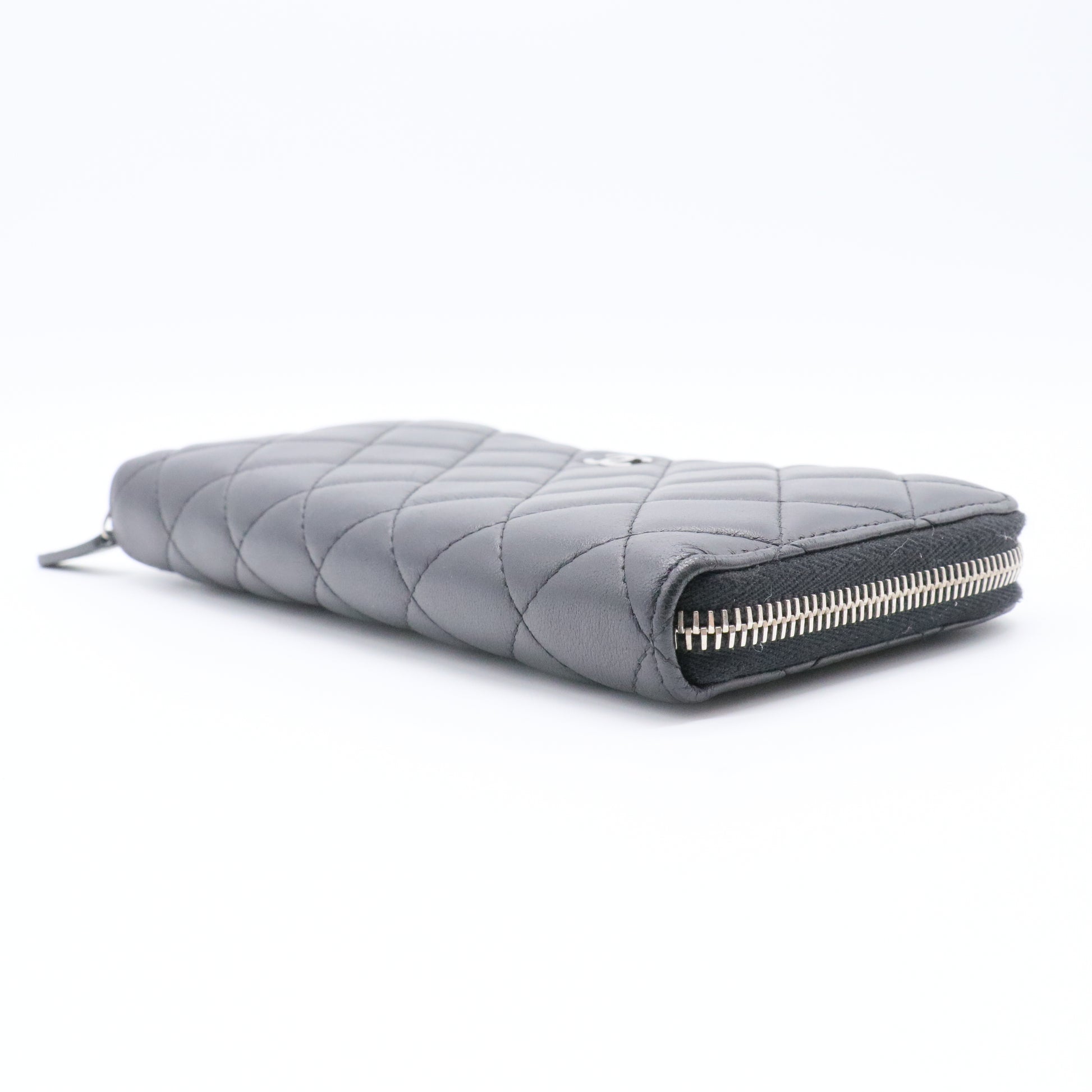 Zip Around Wallet Quilted Lambskin Long