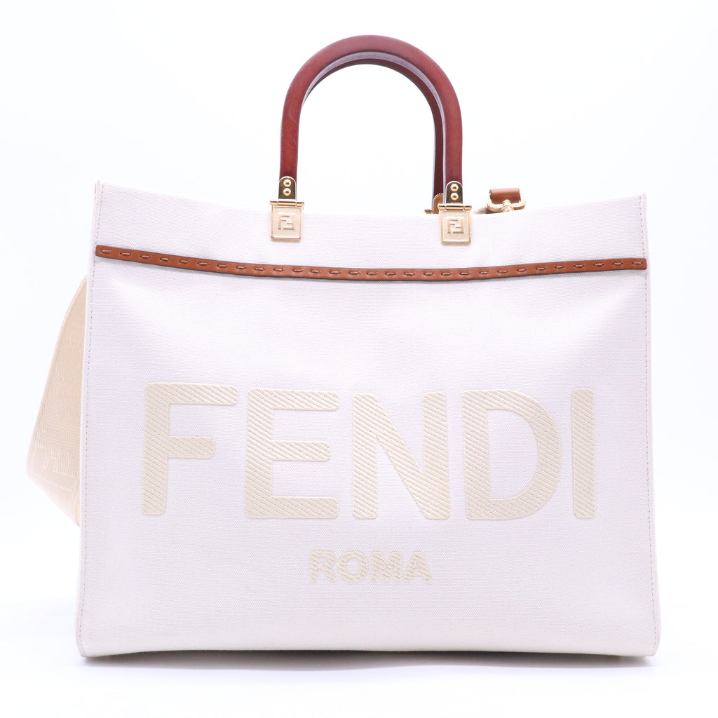 Vitello King Plexiglass Medium Fendi Sunshine Shopper Tote White Ice B21489