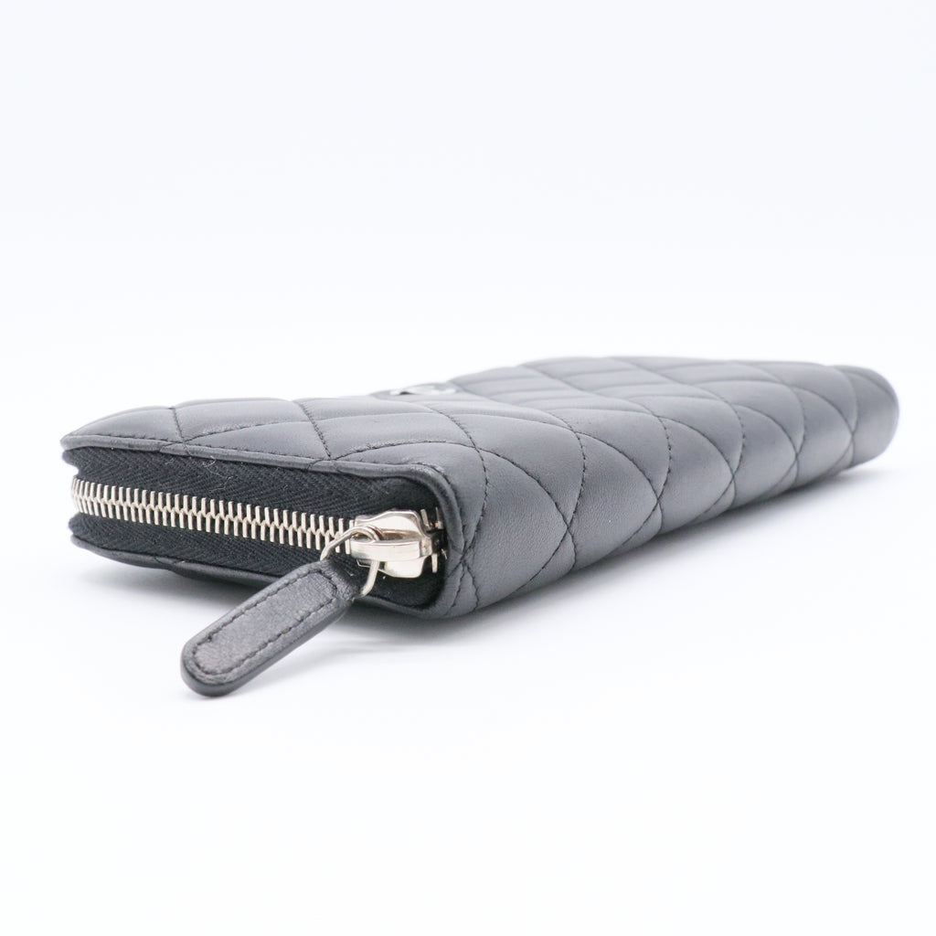 Zip Around Wallet Quilted Lambskin Long