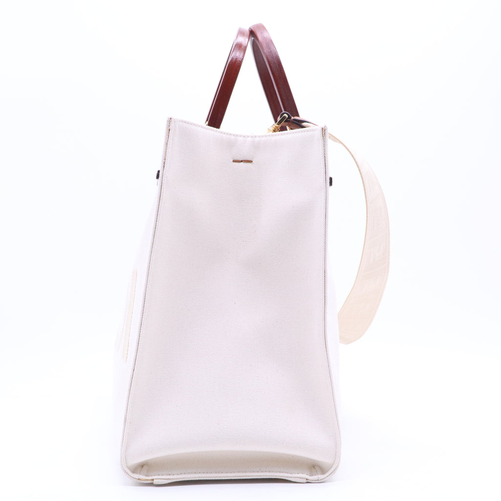 Vitello King Plexiglass Medium Fendi Sunshine Shopper Tote White Ice B21489