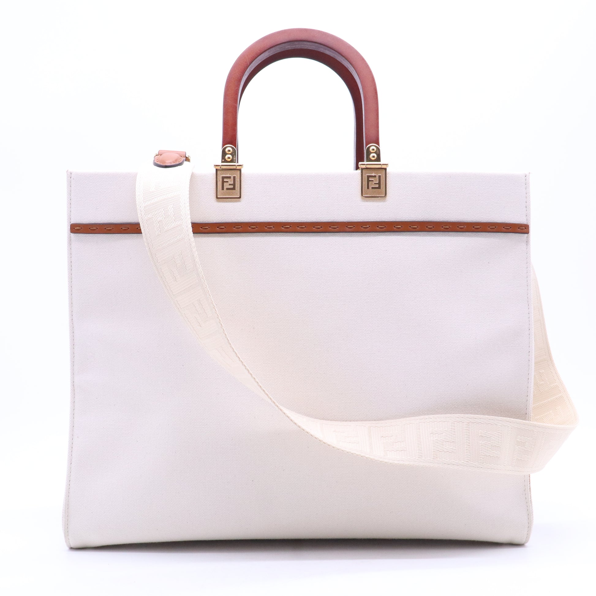 Vitello King Plexiglass Medium Fendi Sunshine Shopper Tote White Ice B21489