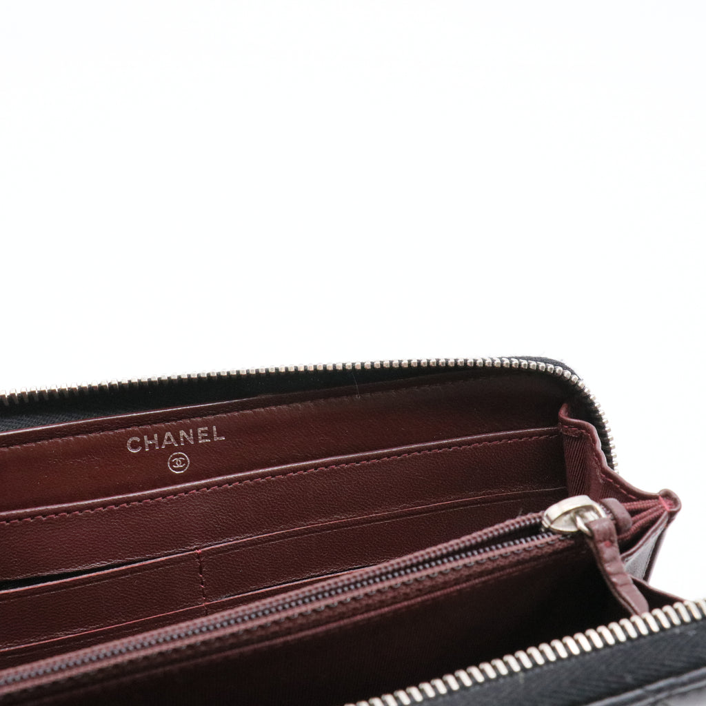 Zip Around Wallet Quilted Lambskin Long