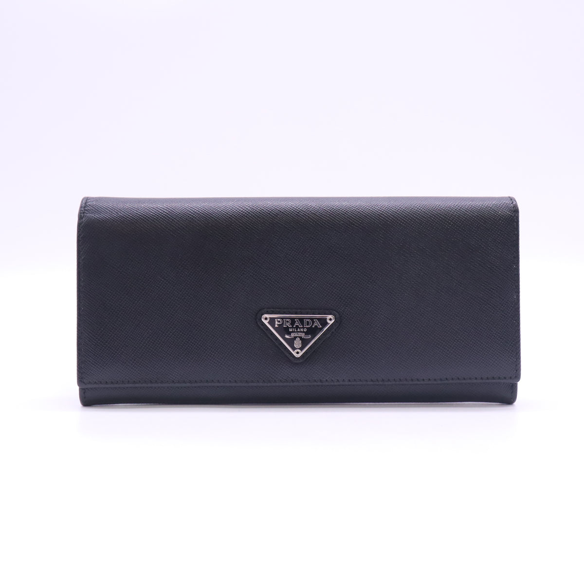 Prada Saffiano Triangle Continental Flap Wallet twins LDJ6457