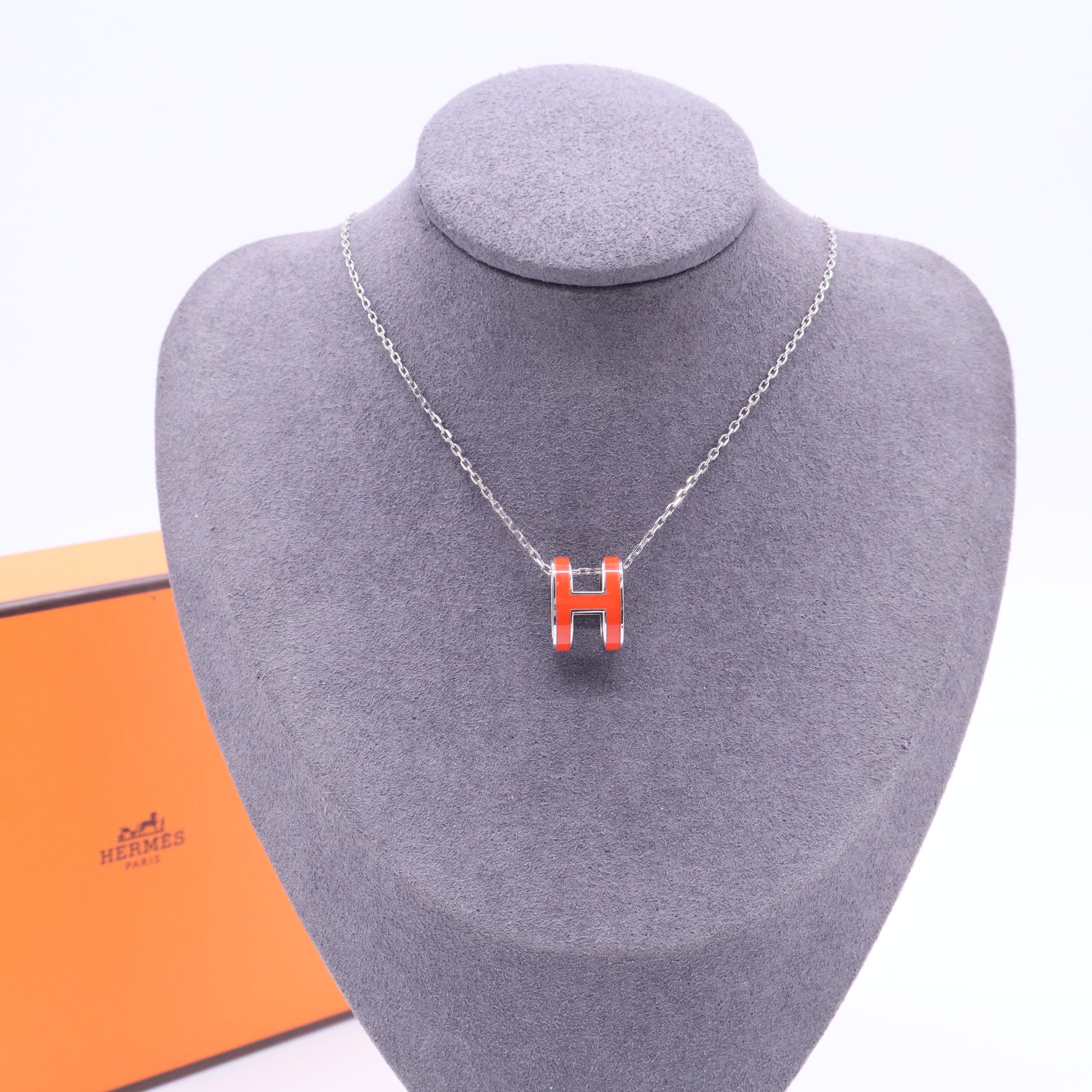 Pop H Pendant Cord Necklace Metal and Enamel W11326