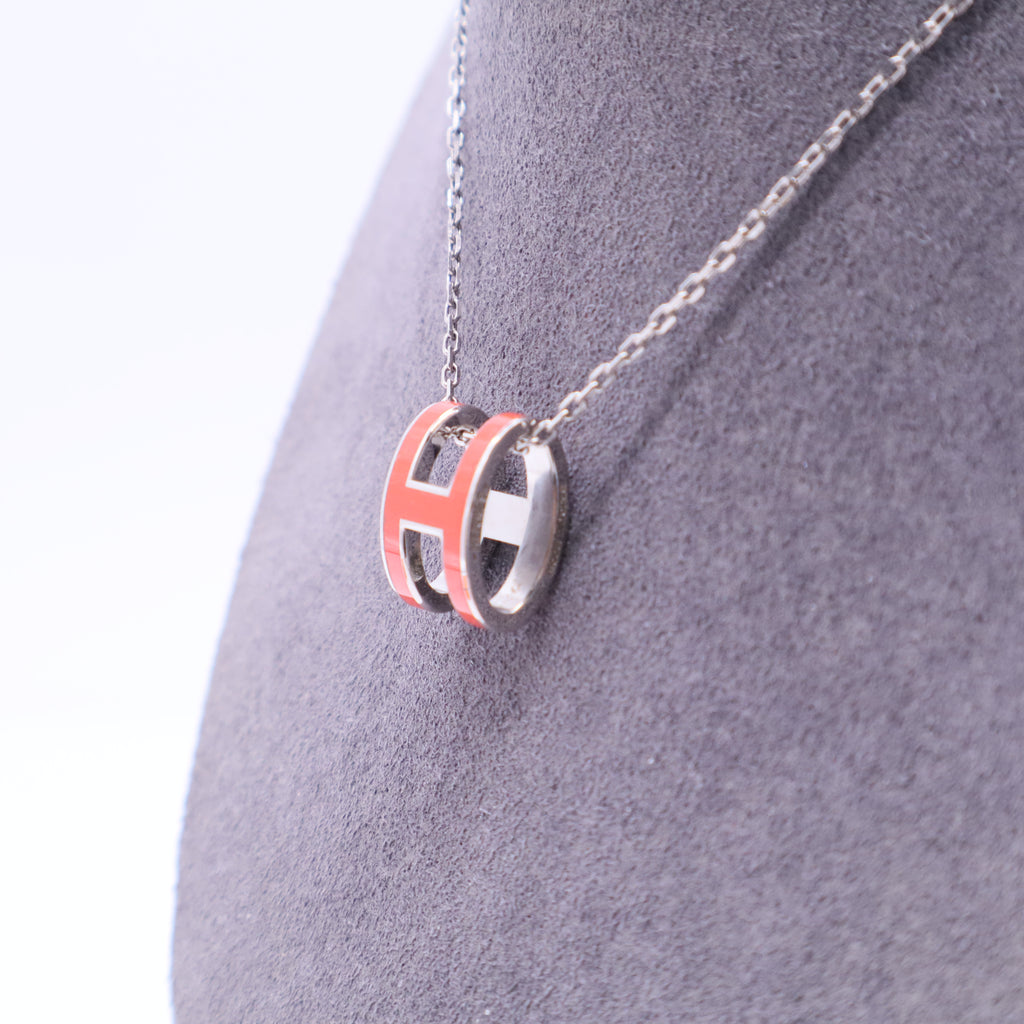 Pop H Pendant Cord Necklace Metal and Enamel W11326