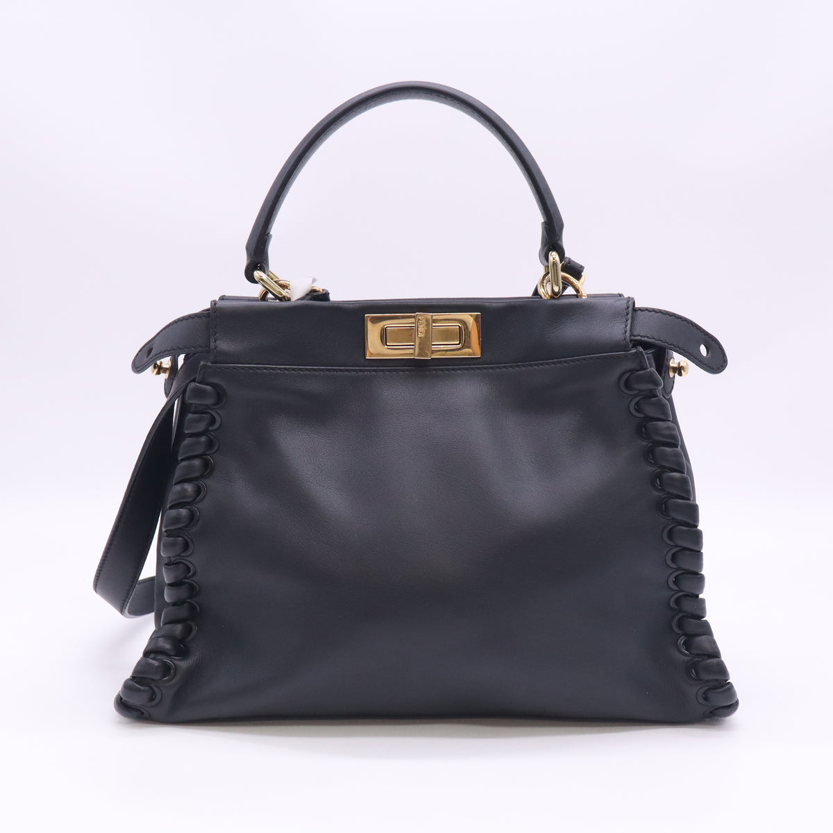 Fendi Vitello Seta Lace-Up Medium Peekaboo Iconic Satchel Twins B24296