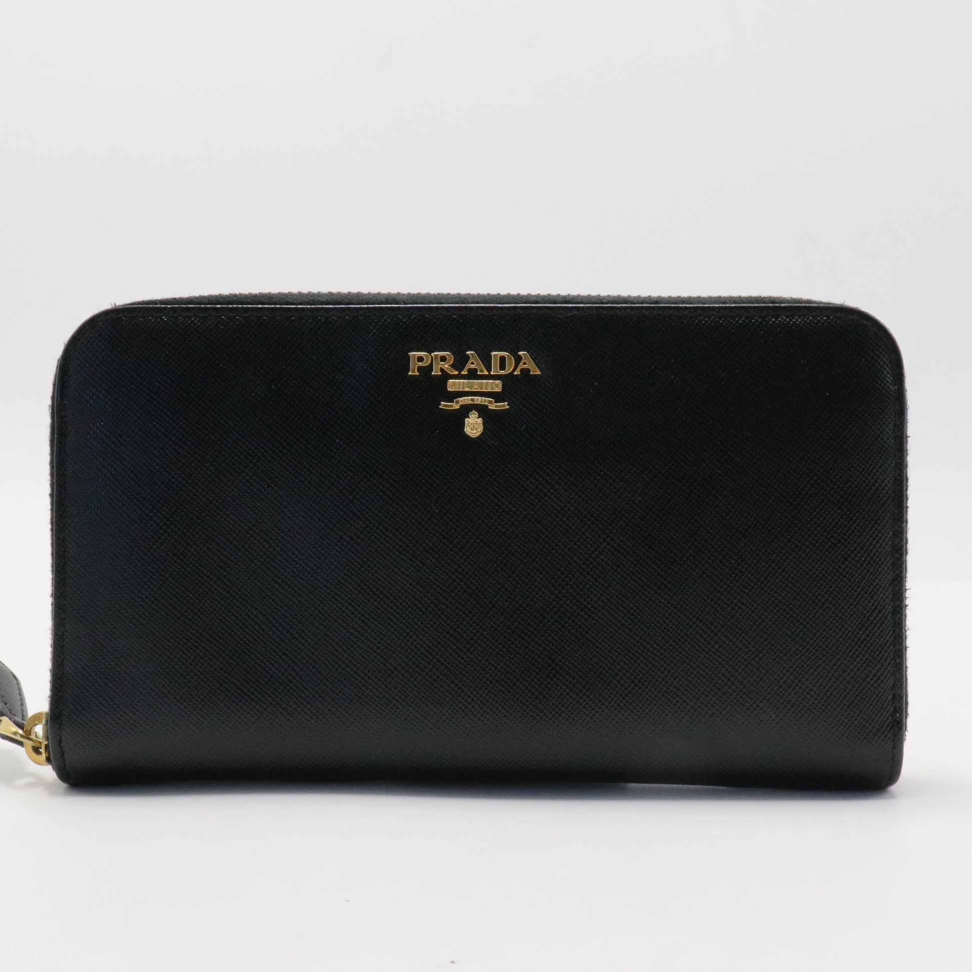 Round Saffiano Long Wallet Black