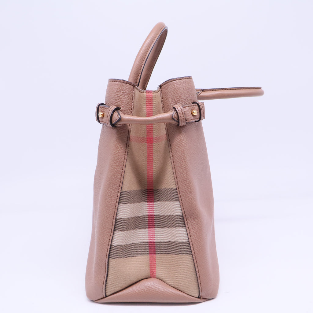 Banner Convertible Tote Leather and House Check Canvas B20215