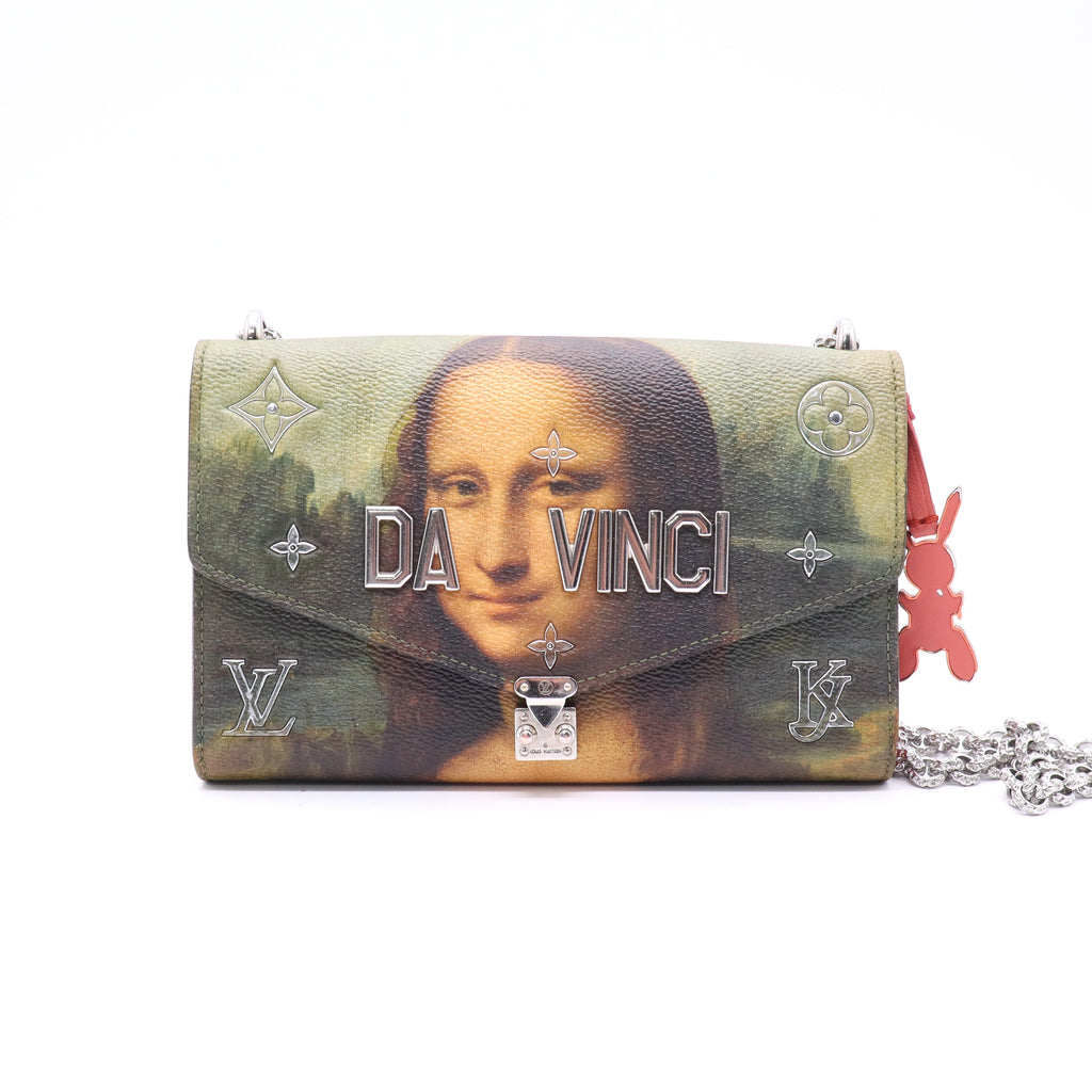 Louis Vuitton Chain Shoulder Bag Limited Edition Jeff Koons Da Vinci Print Canvas Twins LDJ2500