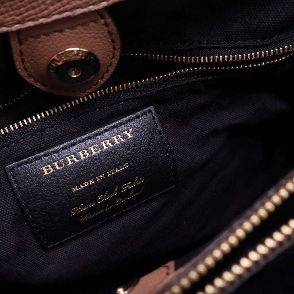 Banner Convertible Tote Leather and House Check Canvas B20215