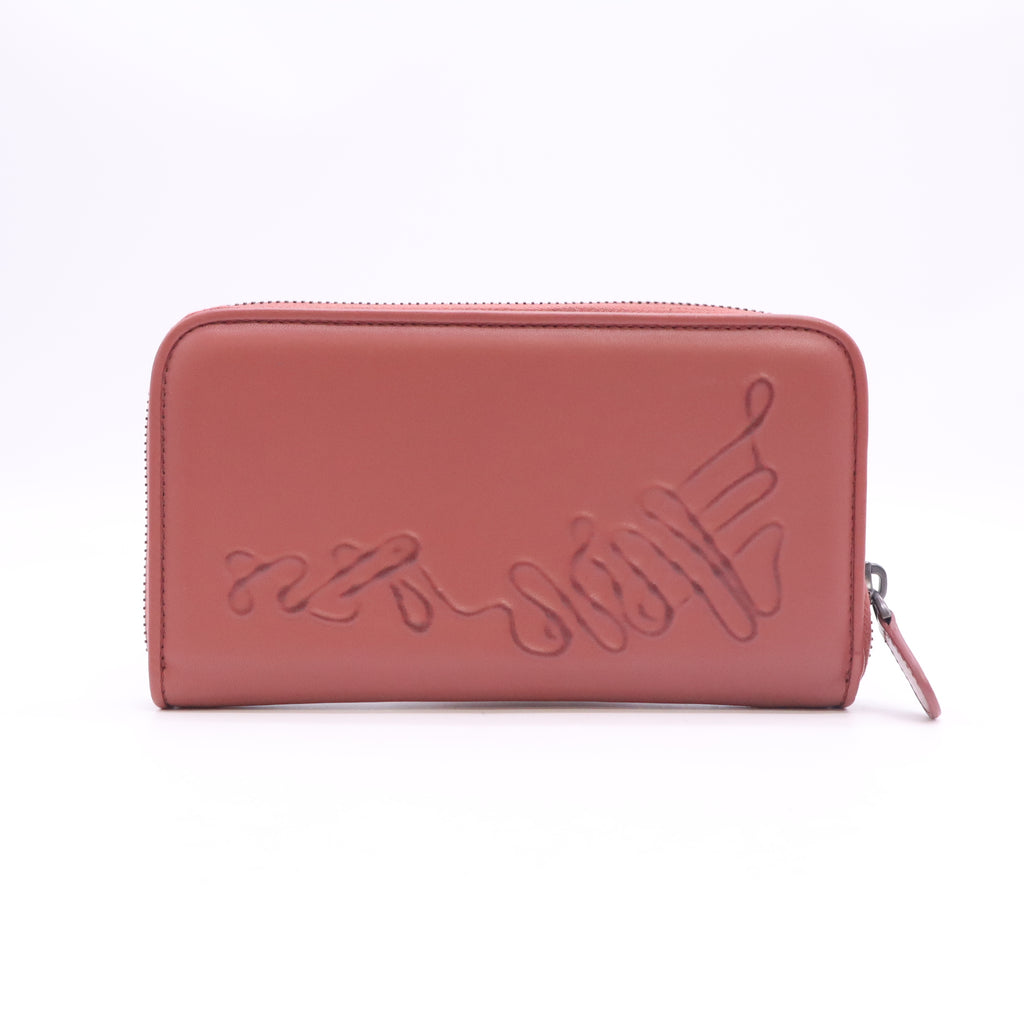 Bottega Veneta Lambskin Leather Embroidered Logo Zip-Around Wallet W23292