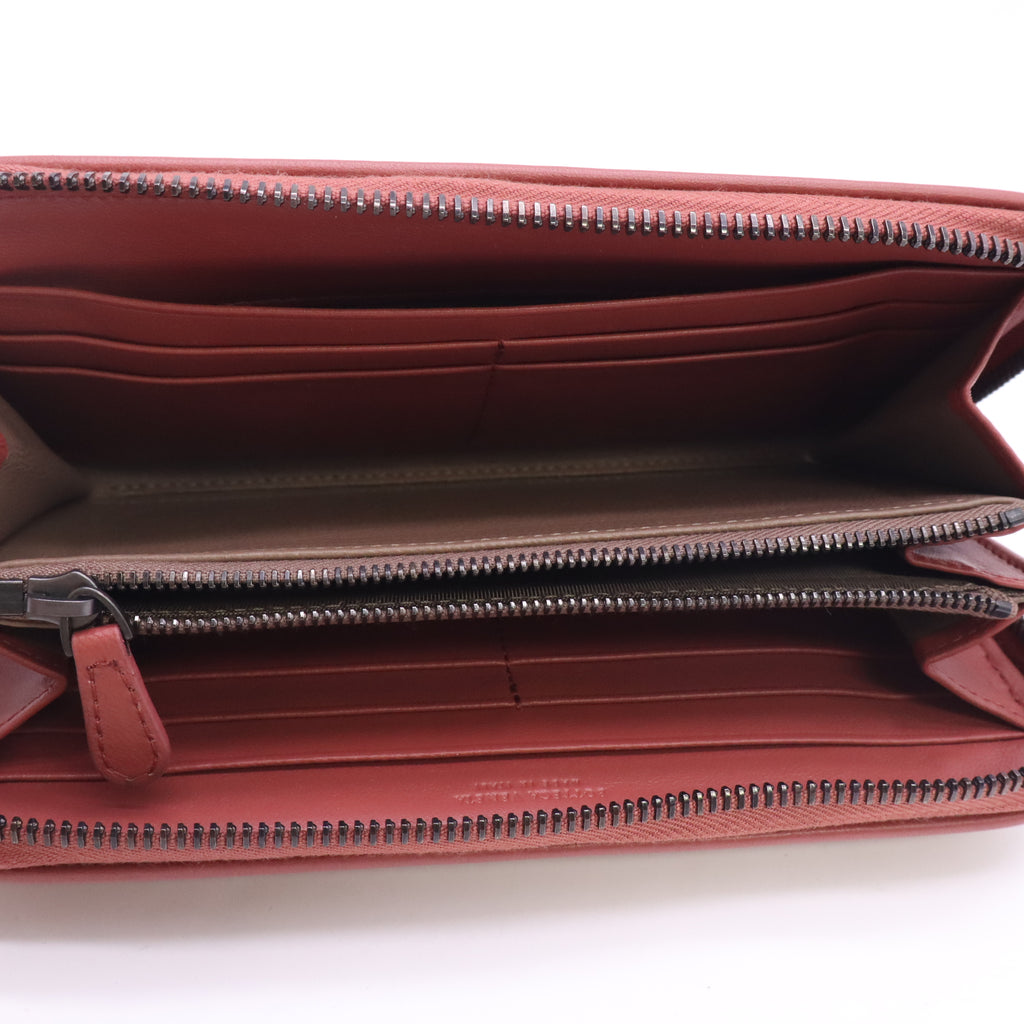Bottega Veneta Lambskin Leather Embroidered Logo Zip-Around Wallet W23292