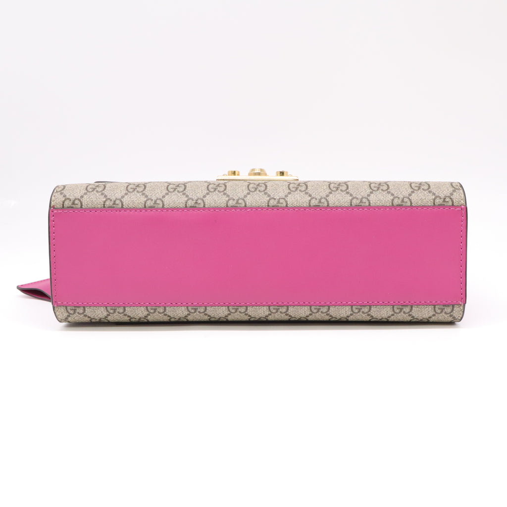 Gucci Red GG Supreme Coated Canvas Padlock Medium Shoulder Bag Twins LDJ4705