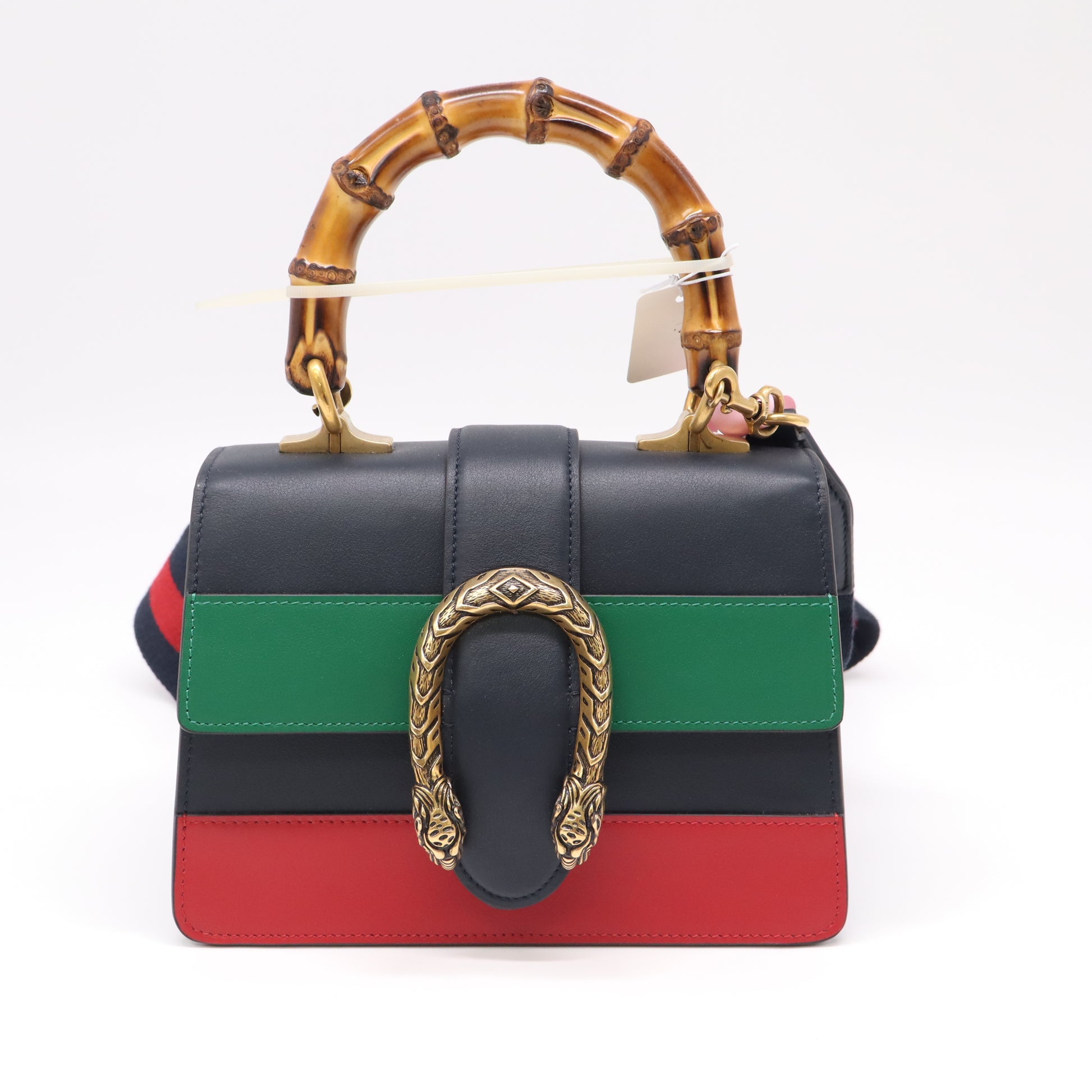 Gucci Moon Calfskin Bamboo Web Medium Dionysus Top Handle Bag Blue Emerald Hibiscus Red Twins LDJ4703