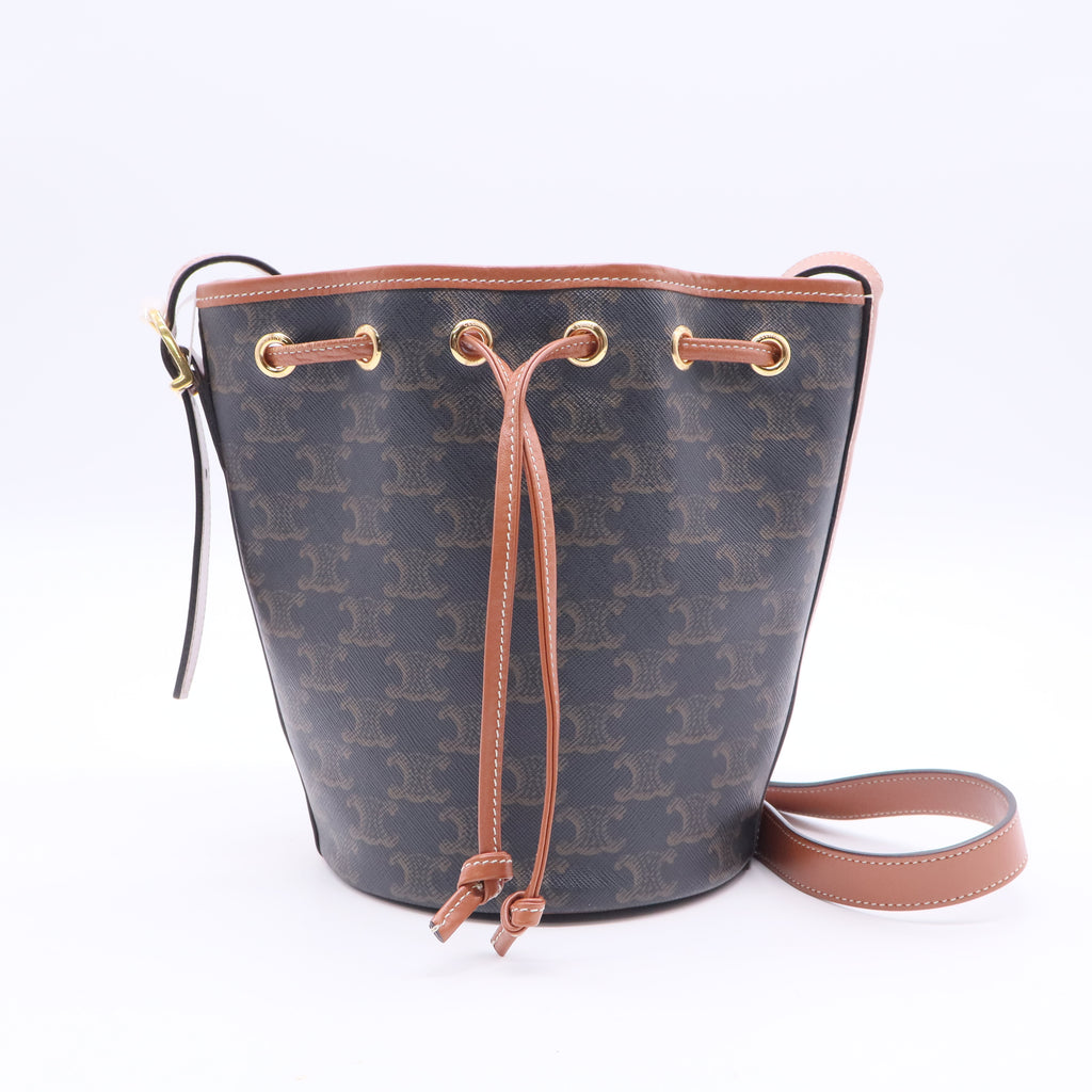 Drawstring Bucket Bag Triomphe Coated Canvas Small Twins