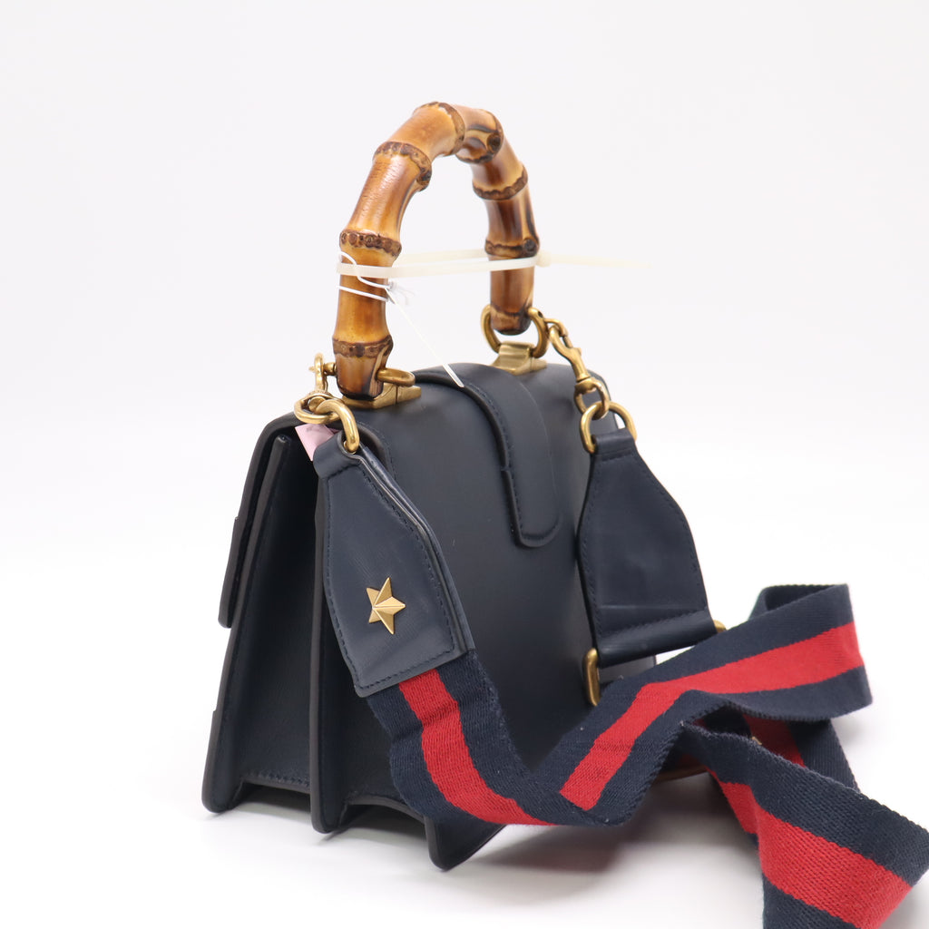 Gucci Moon Calfskin Bamboo Web Medium Dionysus Top Handle Bag Blue Emerald Hibiscus Red Twins LDJ4703