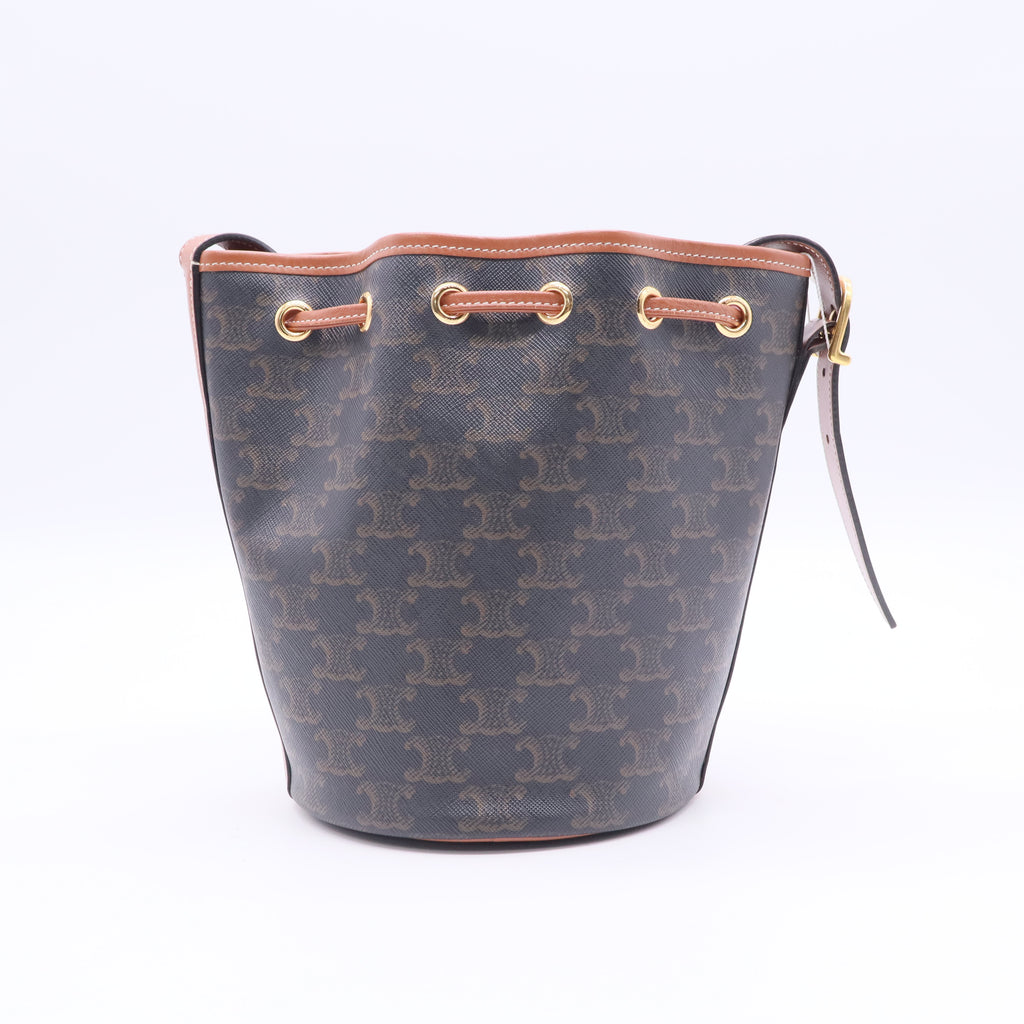 Drawstring Bucket Bag Triomphe Coated Canvas Small Twins