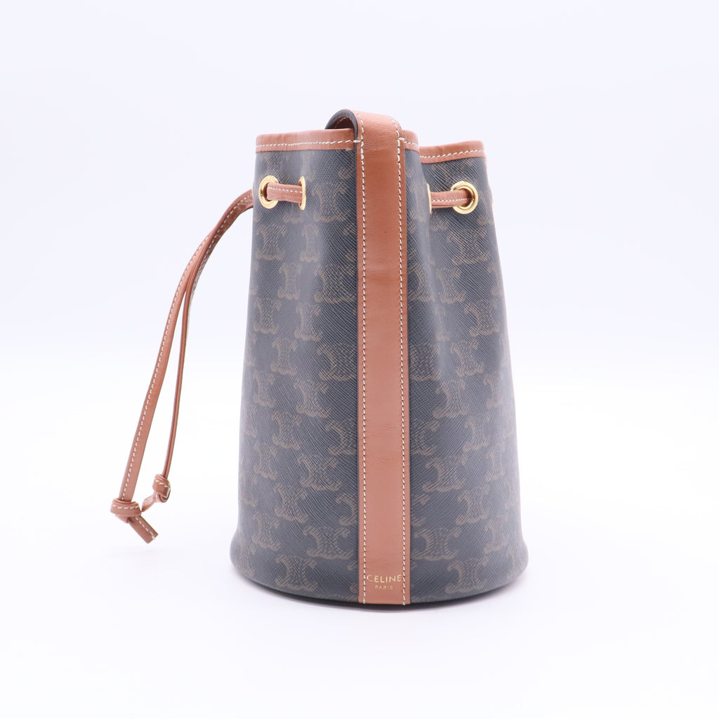 Drawstring Bucket Bag Triomphe Coated Canvas Small Twins