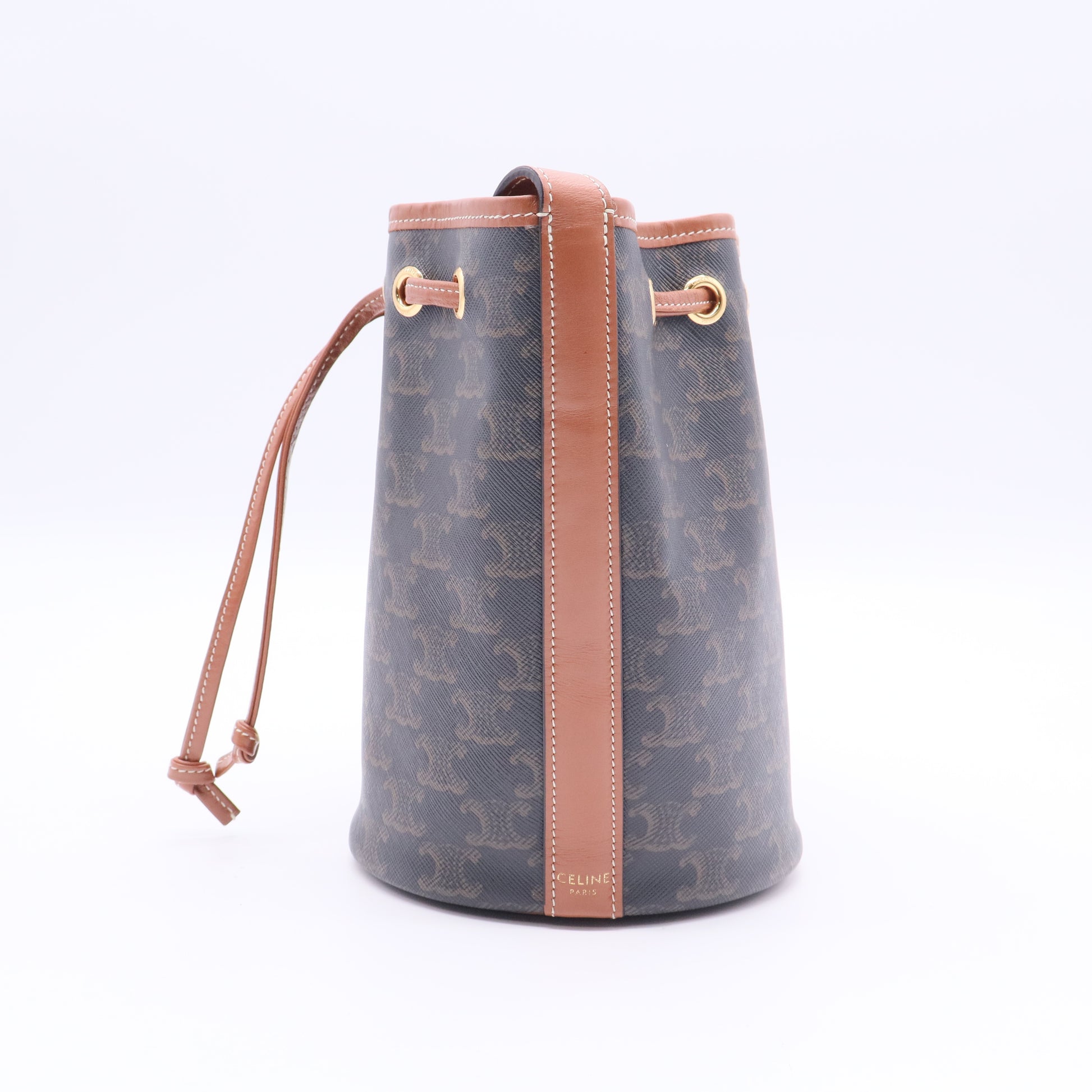 Drawstring Bucket Bag Triomphe Coated Canvas Small Twins