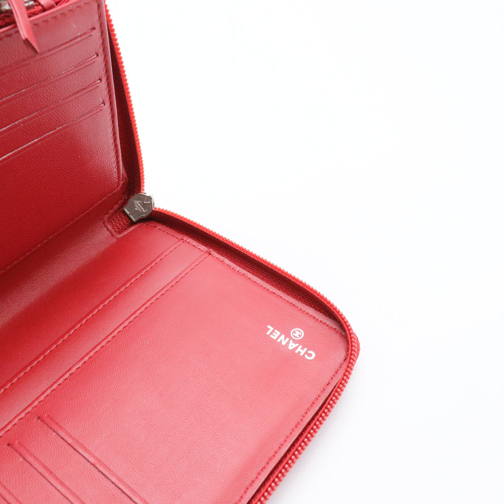 Zip Around Wallet Camellia Lambskin Small