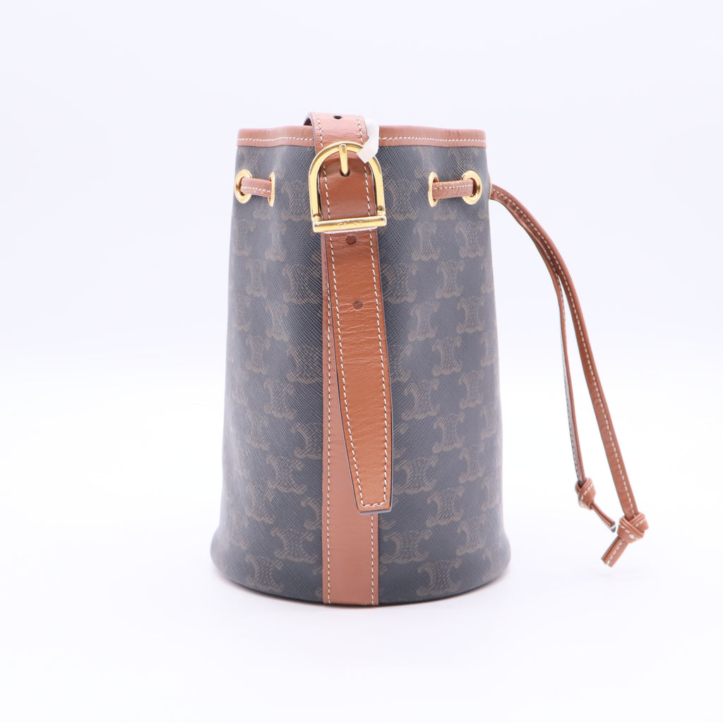 Drawstring Bucket Bag Triomphe Coated Canvas Small Twins