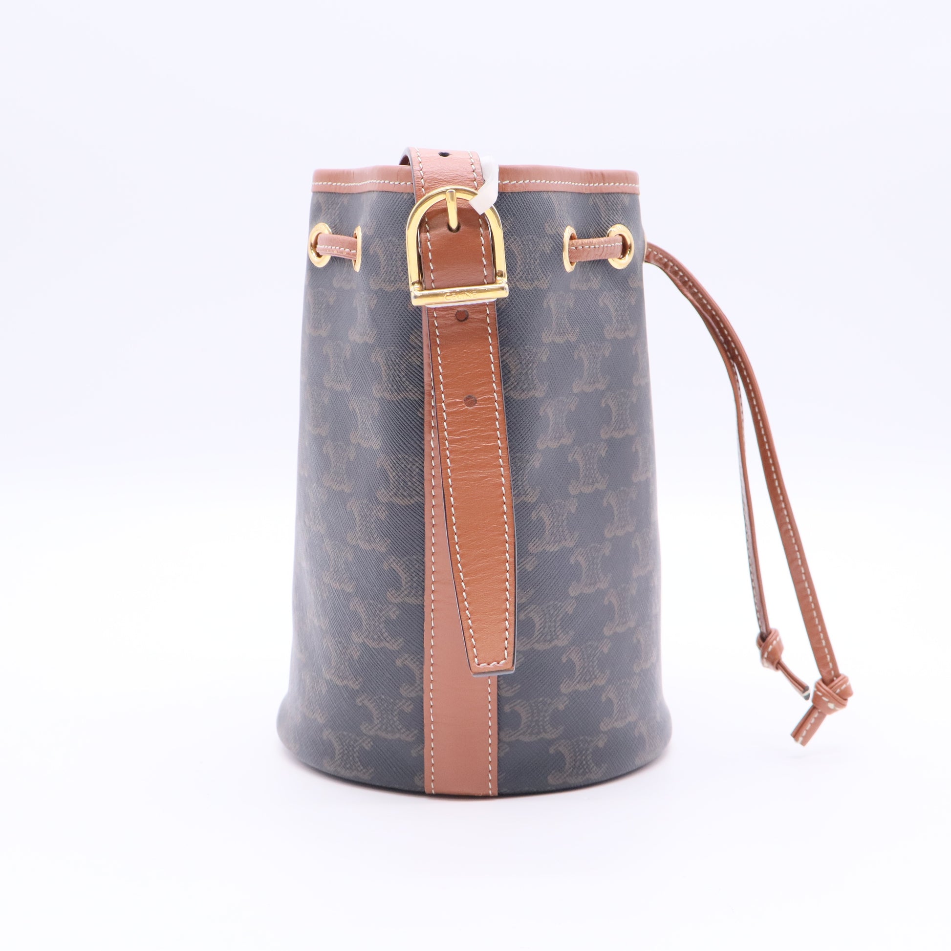 Drawstring Bucket Bag Triomphe Coated Canvas Small Twins