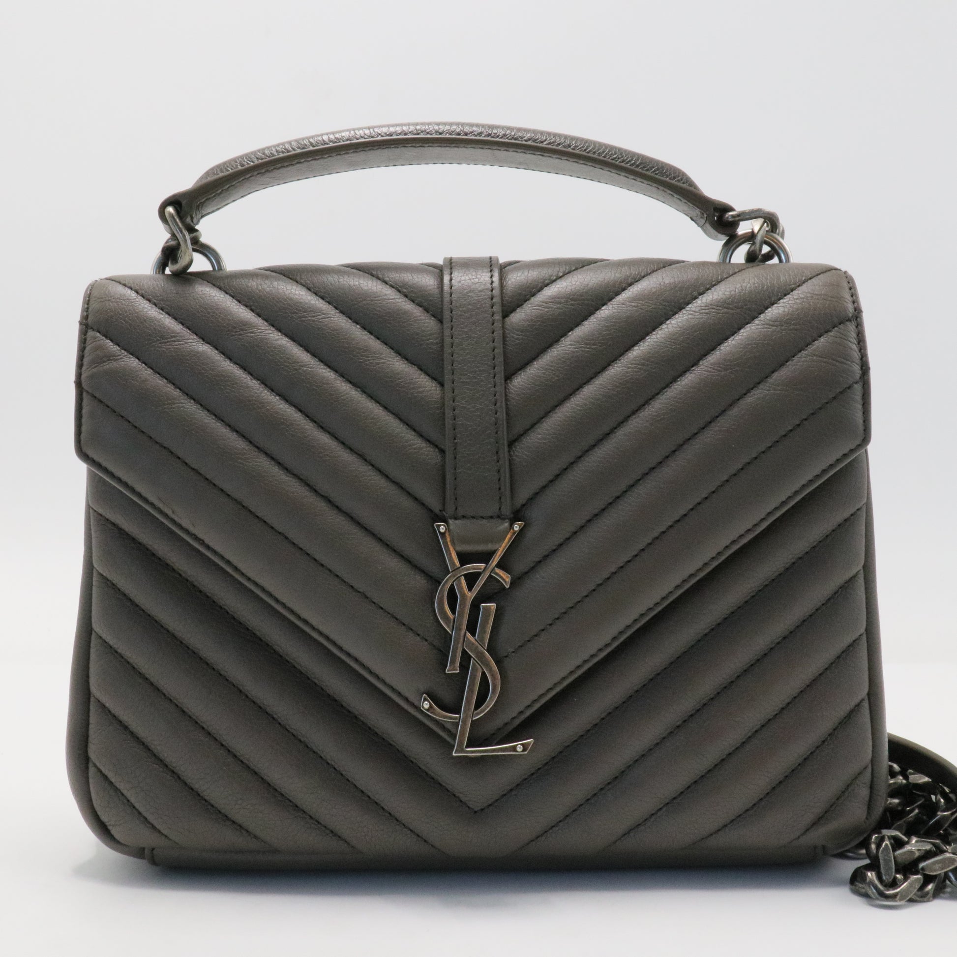Sheepskin Matelasse Chevron Monogram Medium College Bag
