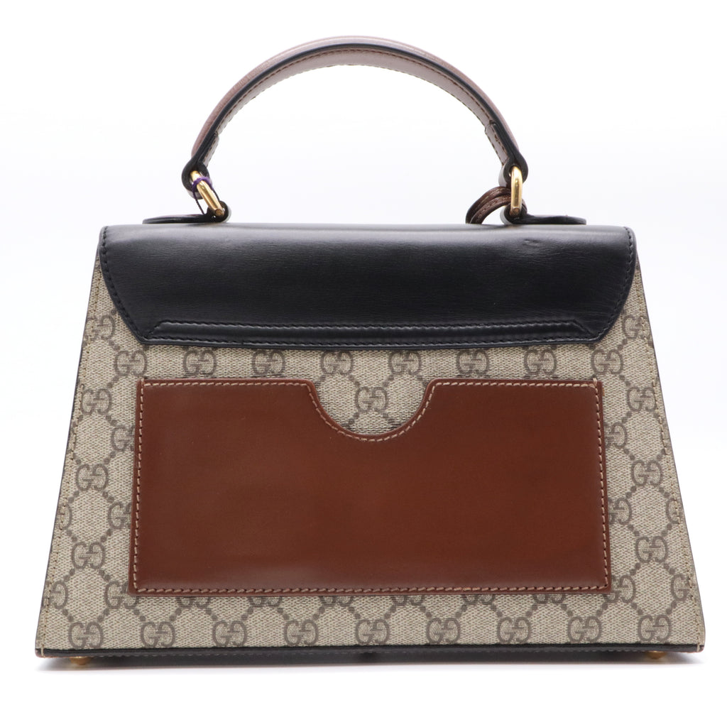 Padlock Top Handle Bag GG Coated Canvas and Leather Small