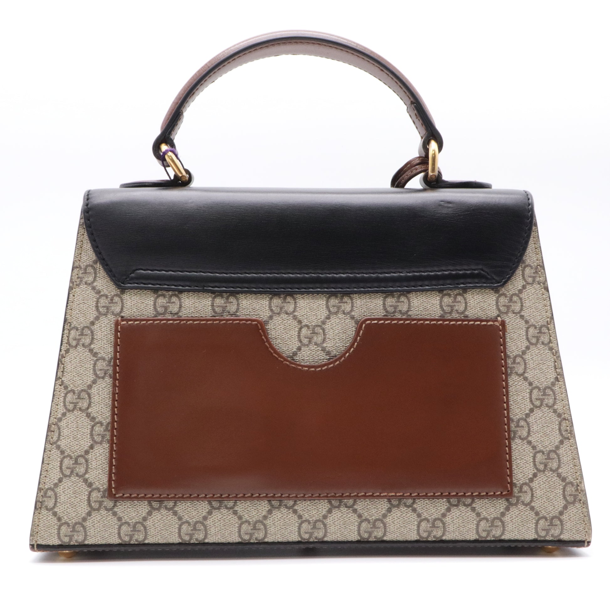 Padlock Top Handle Bag GG Coated Canvas and Leather Small