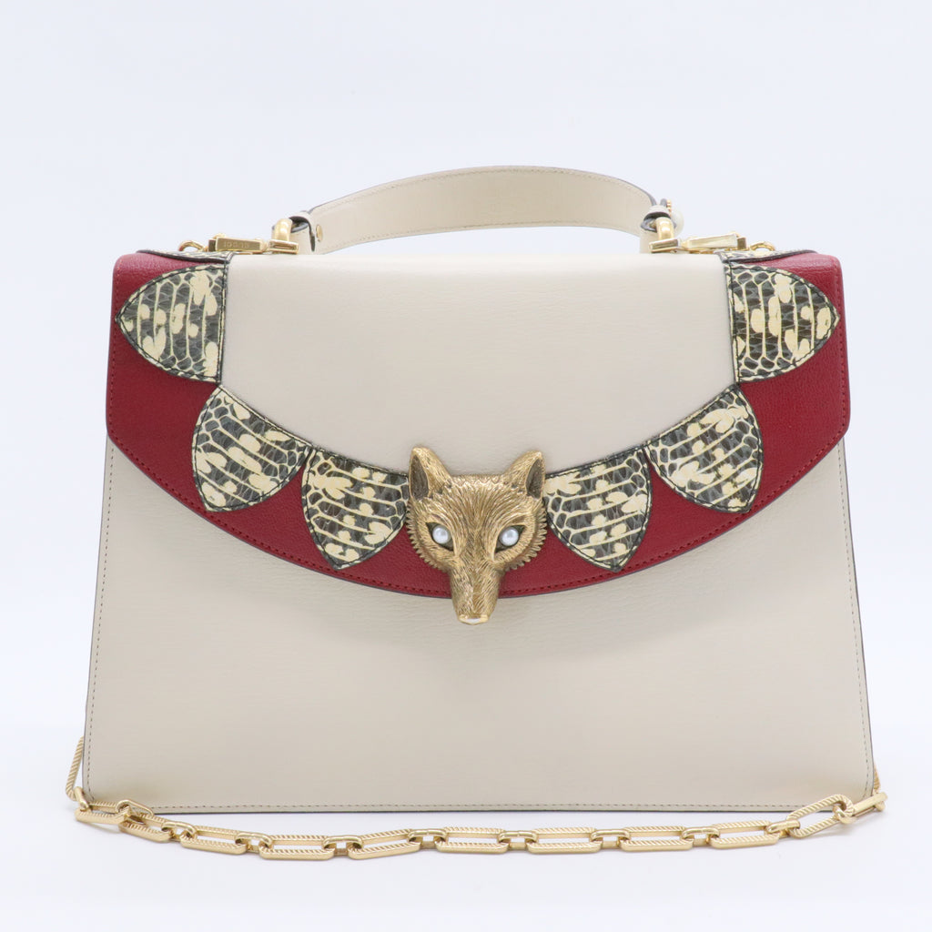 Broche Flap Bag Leather with Snakeskin