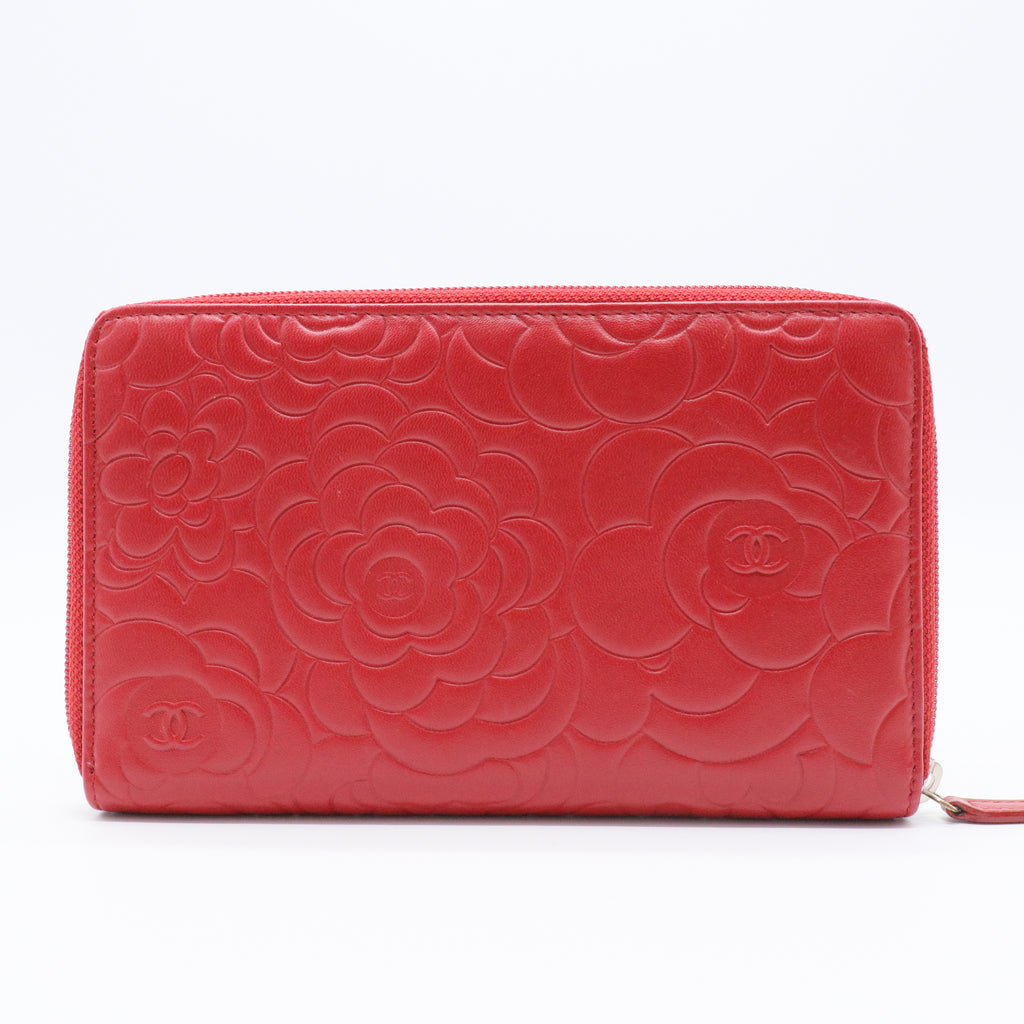 Zip Around Wallet Camellia Lambskin Small