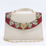 Broche Flap Bag Leather with Snakeskin