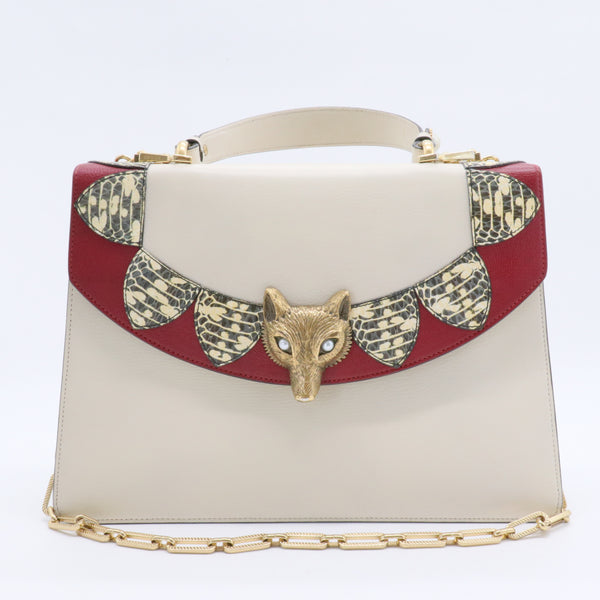 Broche Flap Bag Leather with Snakeskin