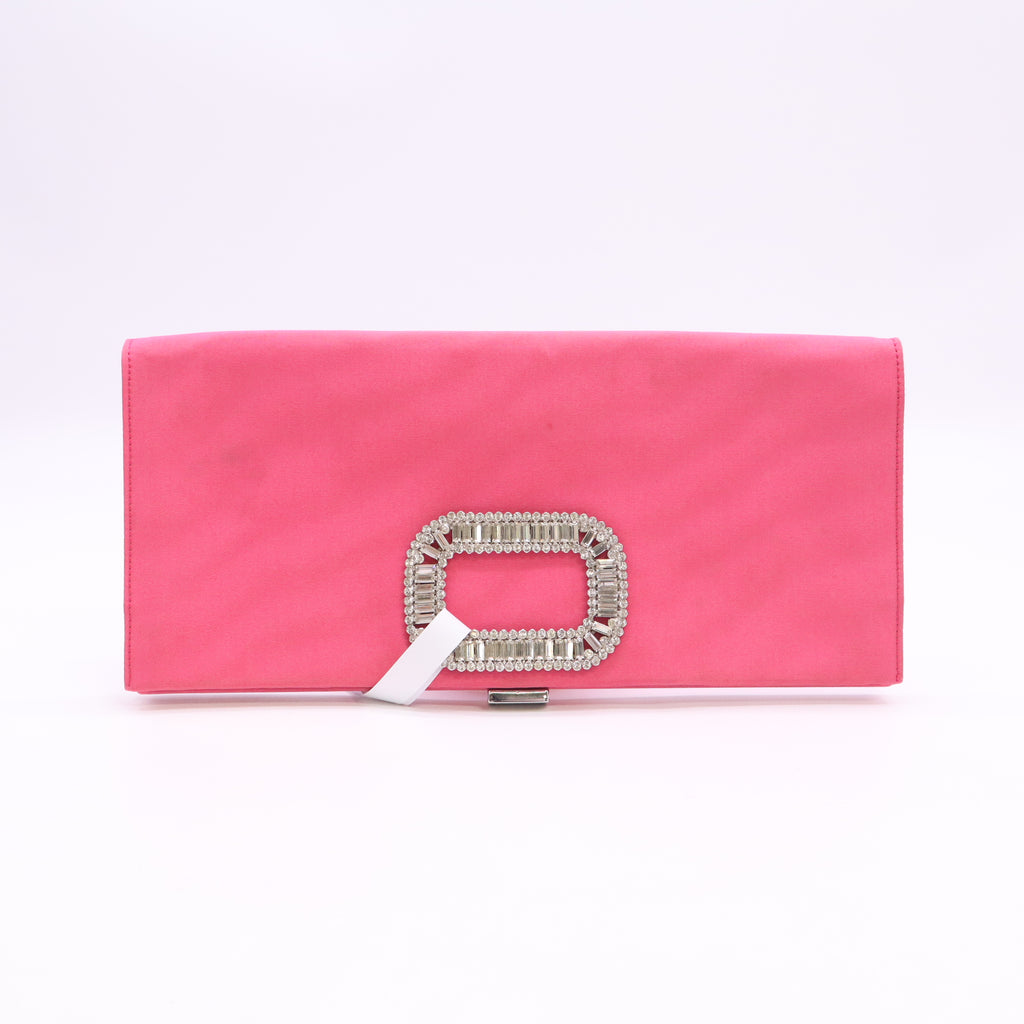 Roger Vivier Pilgrim Strass Buckle Satin Clutch Bag W23405