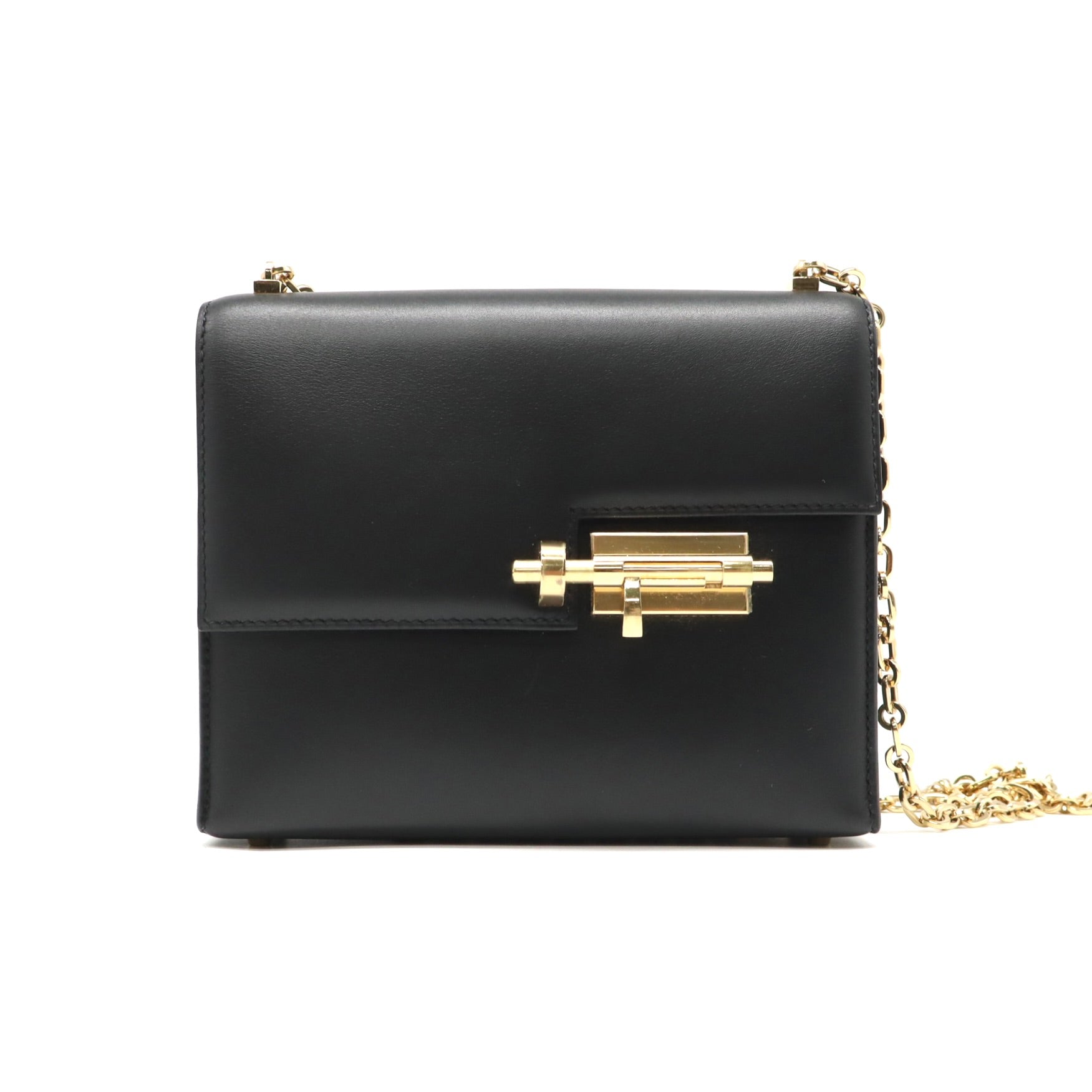 Hermes Chevre Mysore Verrou Clutch Black twins LDJ4788