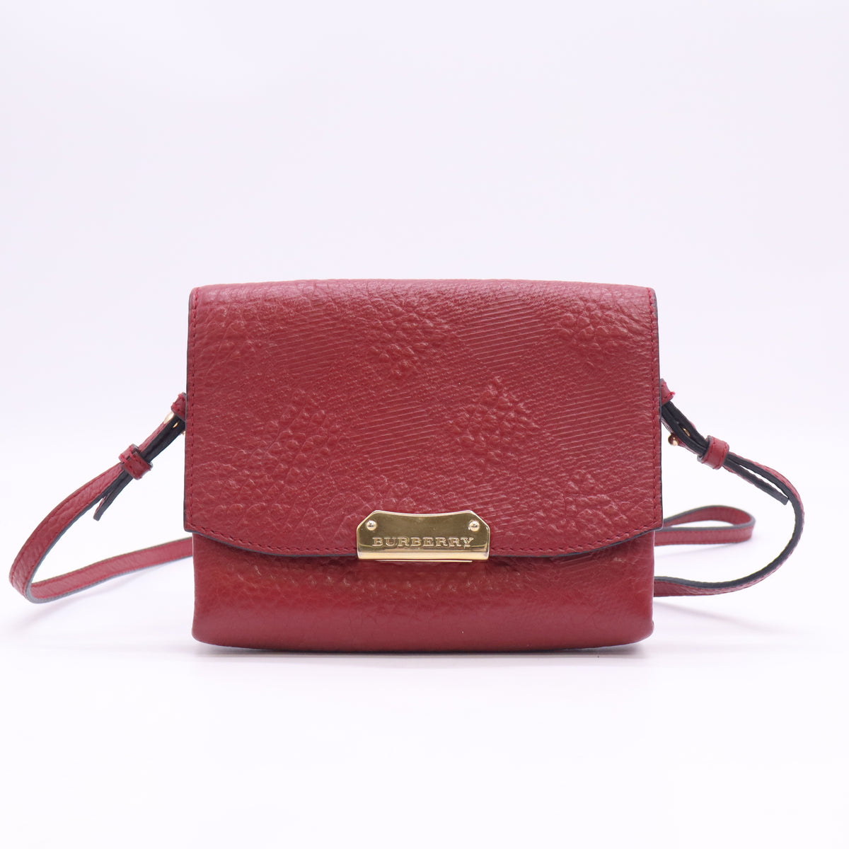 Burgundy Signature Grain Leather Madison Wallet on Chain Bag  B24417