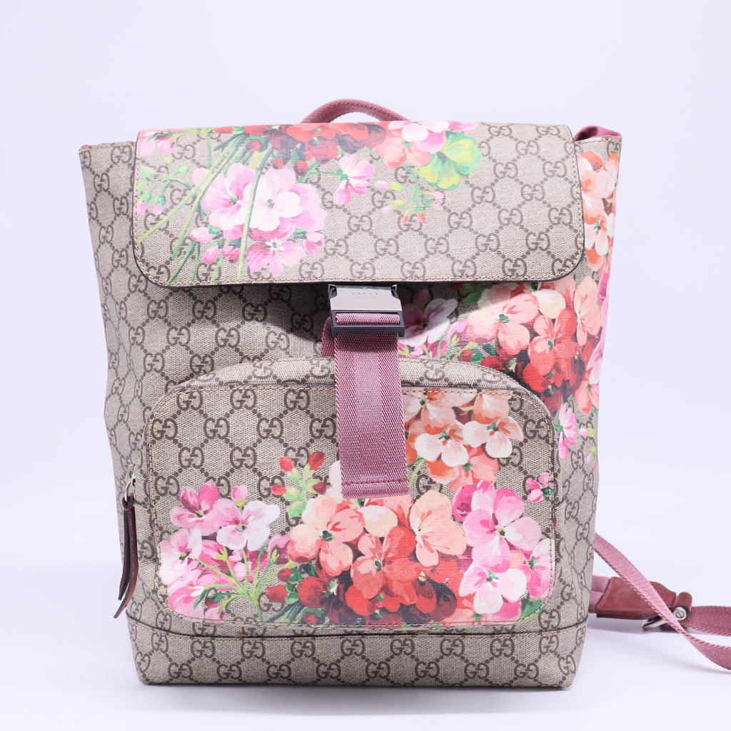 Buckle Backpack Blooms Print GG Coated Canvas Medium B20672