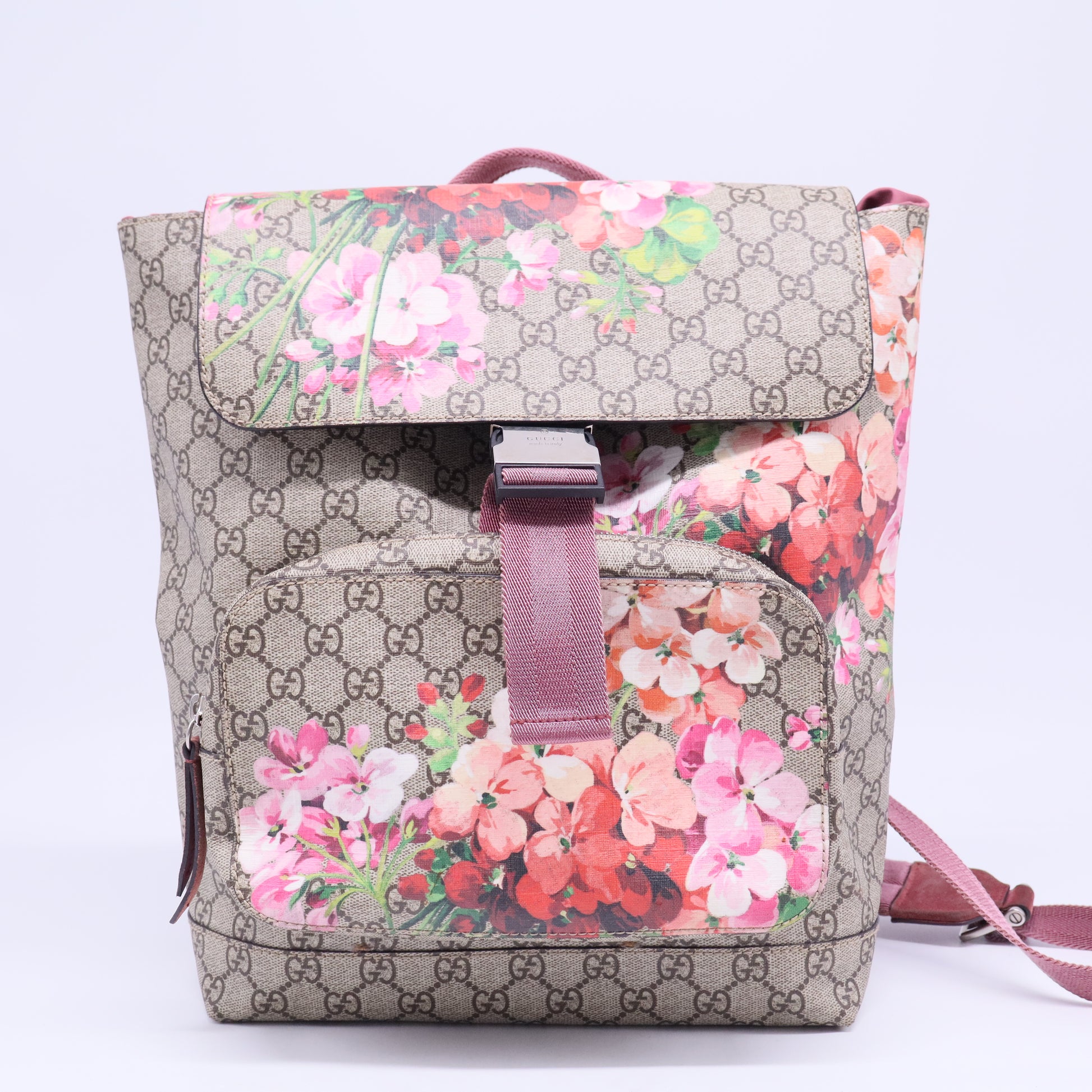 Buckle Backpack Blooms Print GG Coated Canvas Medium B20672