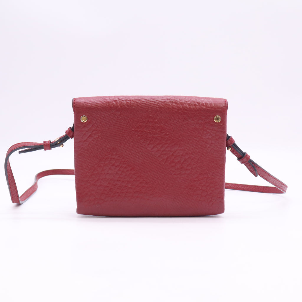 Burgundy Signature Grain Leather Madison Wallet on Chain Bag  B24417