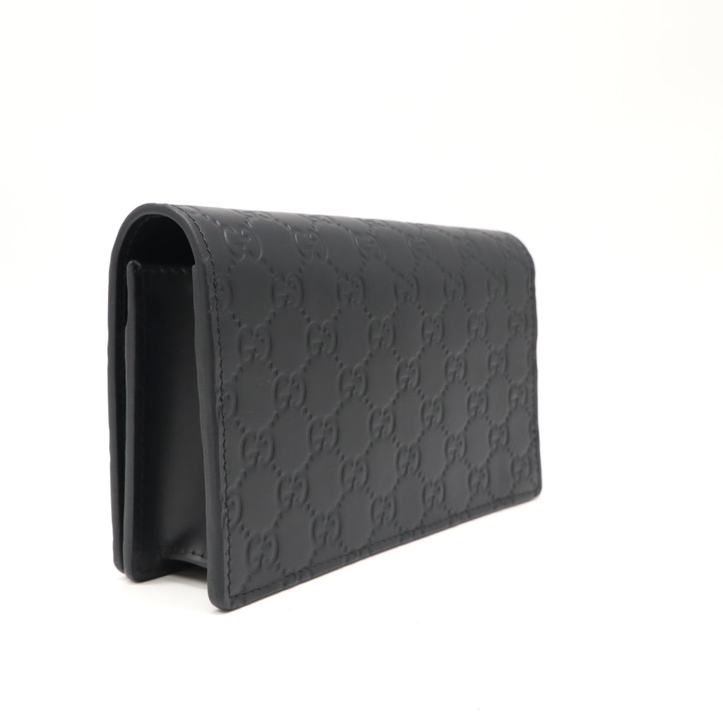 Black Guccissima Leather Crystal Cat Wallet On Chain Bag Twins LDJ4790