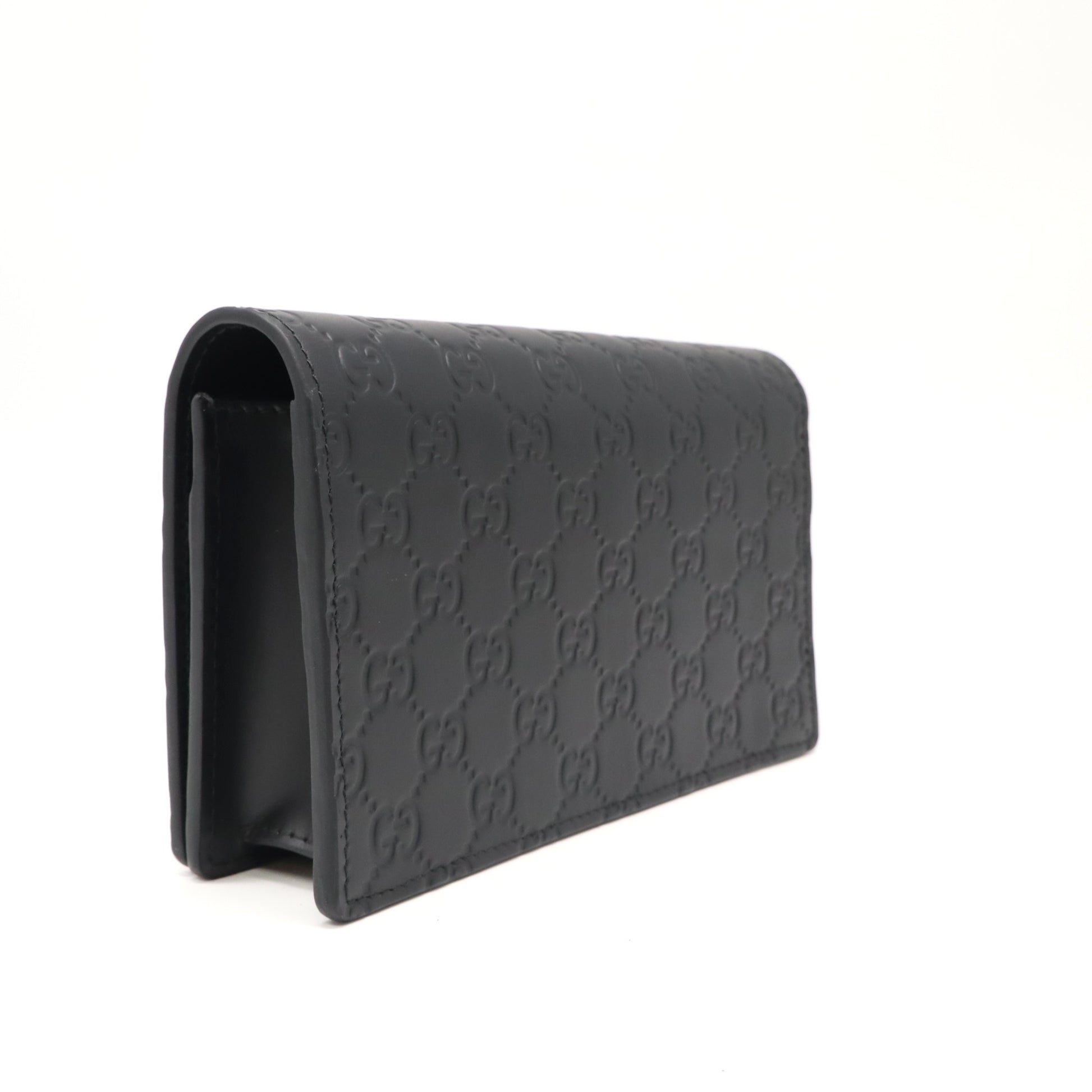 Black Guccissima Leather Crystal Cat Wallet On Chain Bag Twins LDJ4790