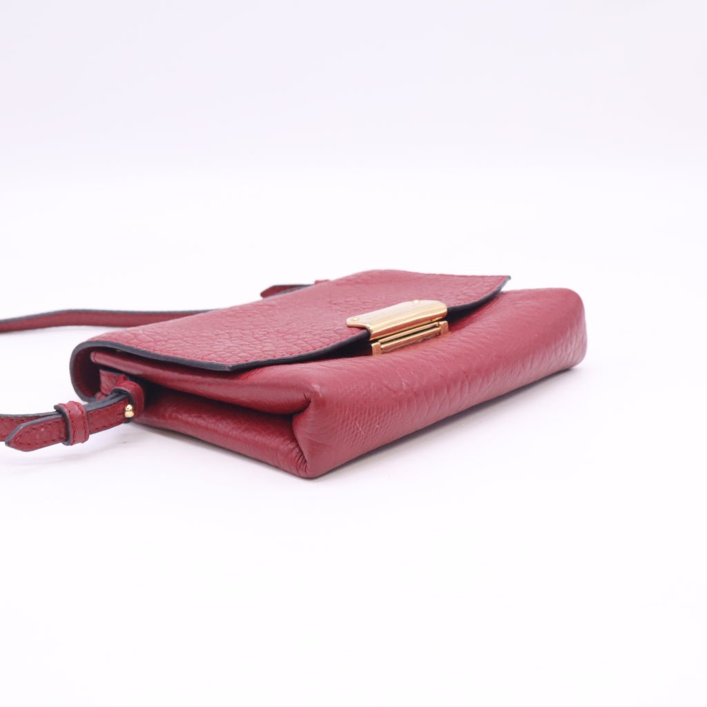 Burgundy Signature Grain Leather Madison Wallet on Chain Bag  B24417