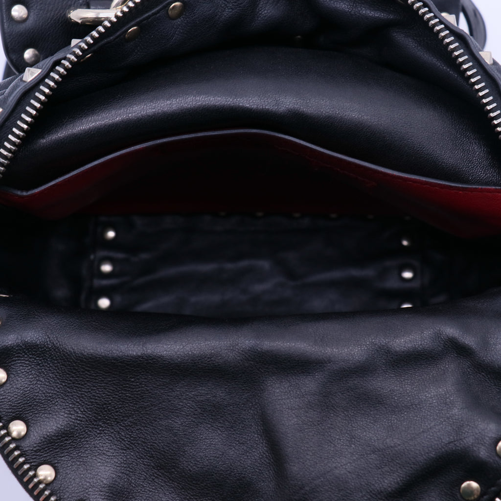 Lambskin VLTN Print Quilted Mini Rockstud Spike Backpack Black B20754