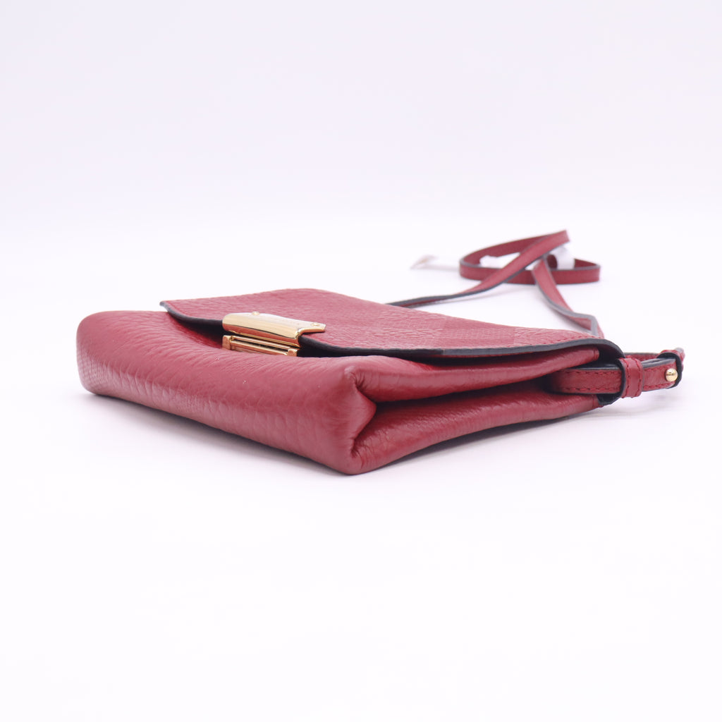 Burgundy Signature Grain Leather Madison Wallet on Chain Bag  B24417