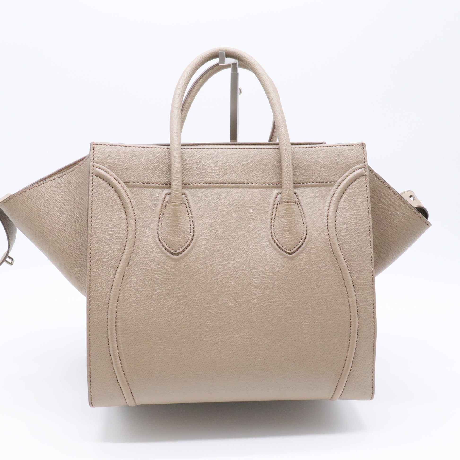 Taupe Pebbled Leather Medium Phantom Luggage Tote Bag twins