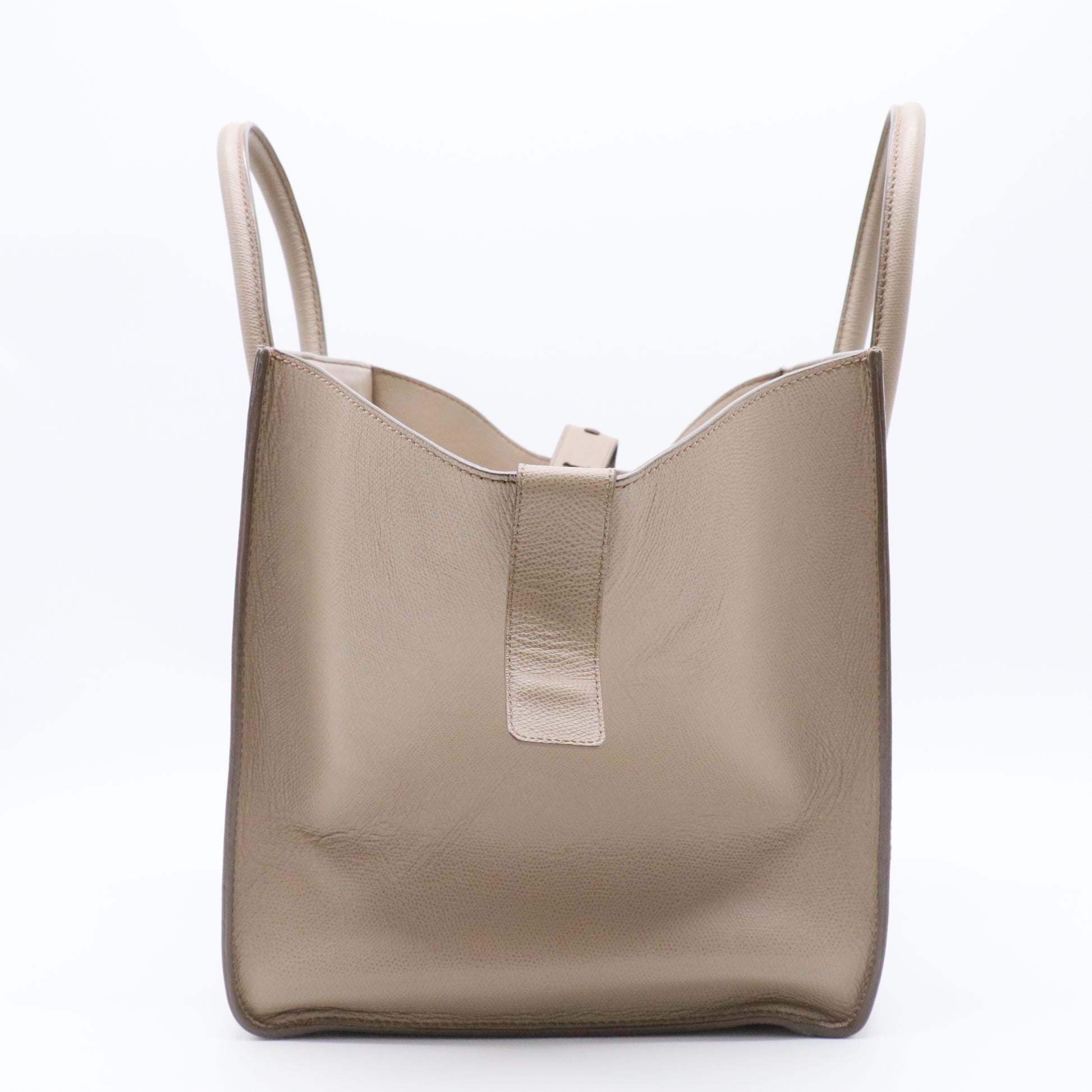 Taupe Pebbled Leather Medium Phantom Luggage Tote Bag twins