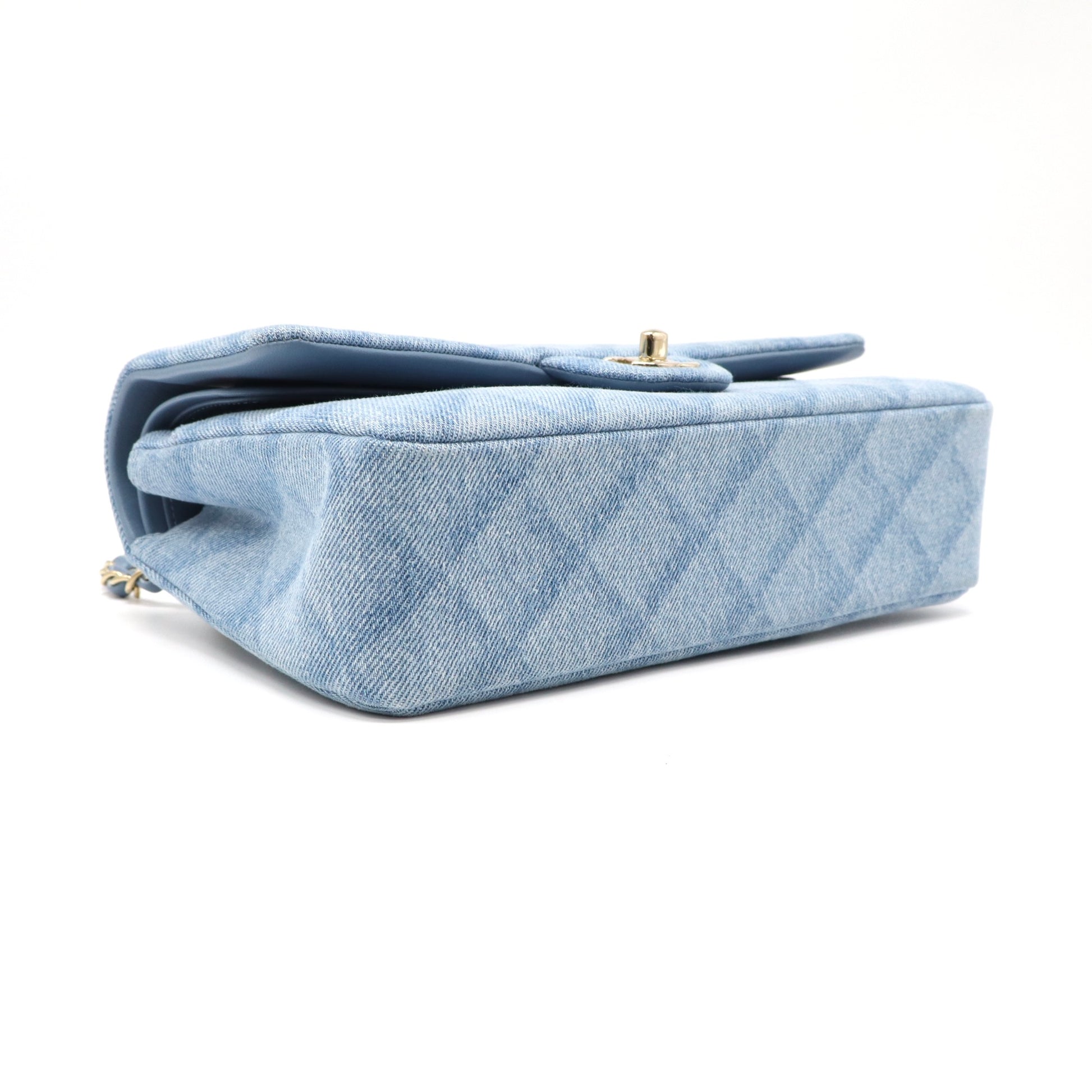 Chanel Printed Denim Quilted Small Double Flap Light Blue Twins LDJ4779