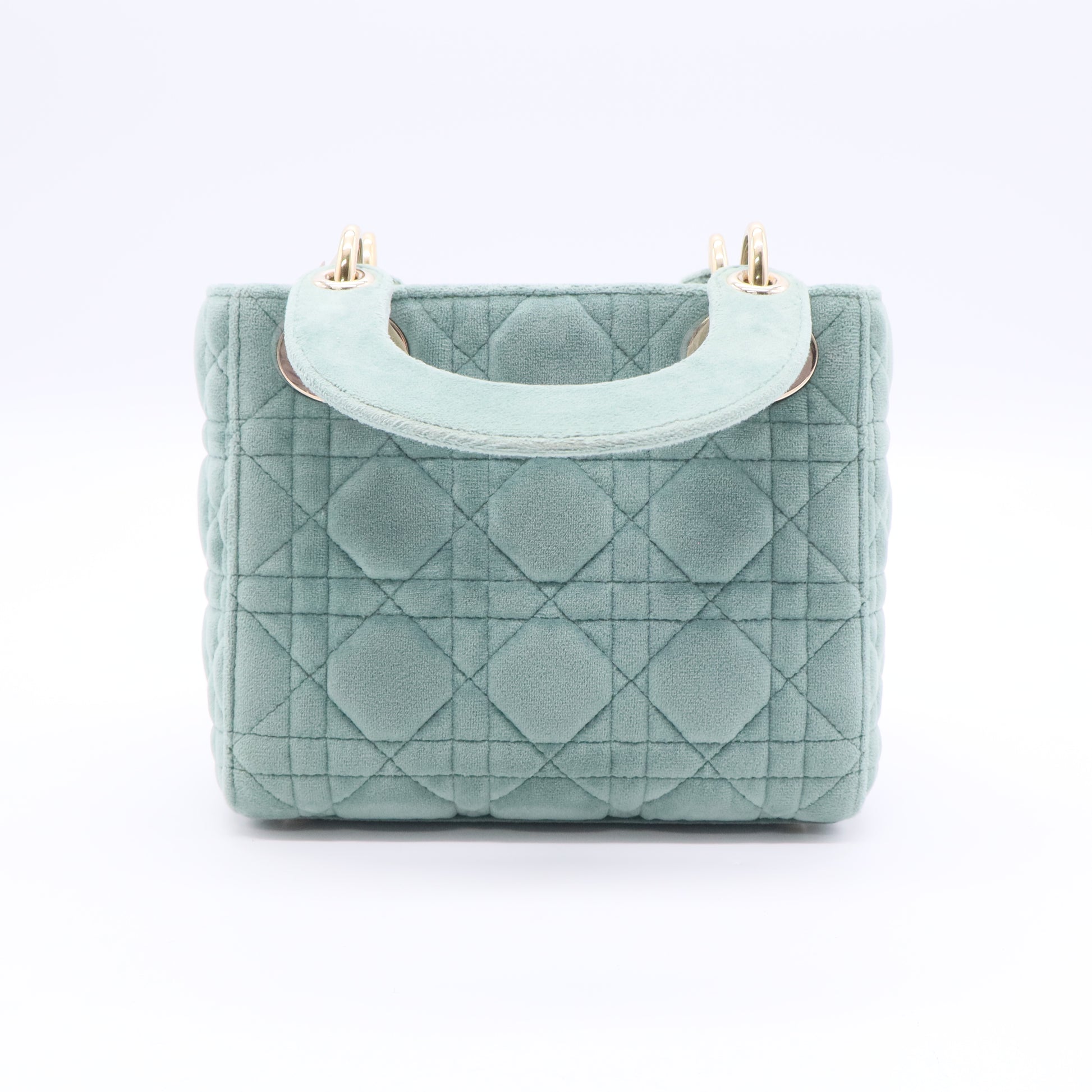 Lady Dior Chain Bag Cannage Quilt Velvet with Crystal Charms Mini Twins LDJ2502